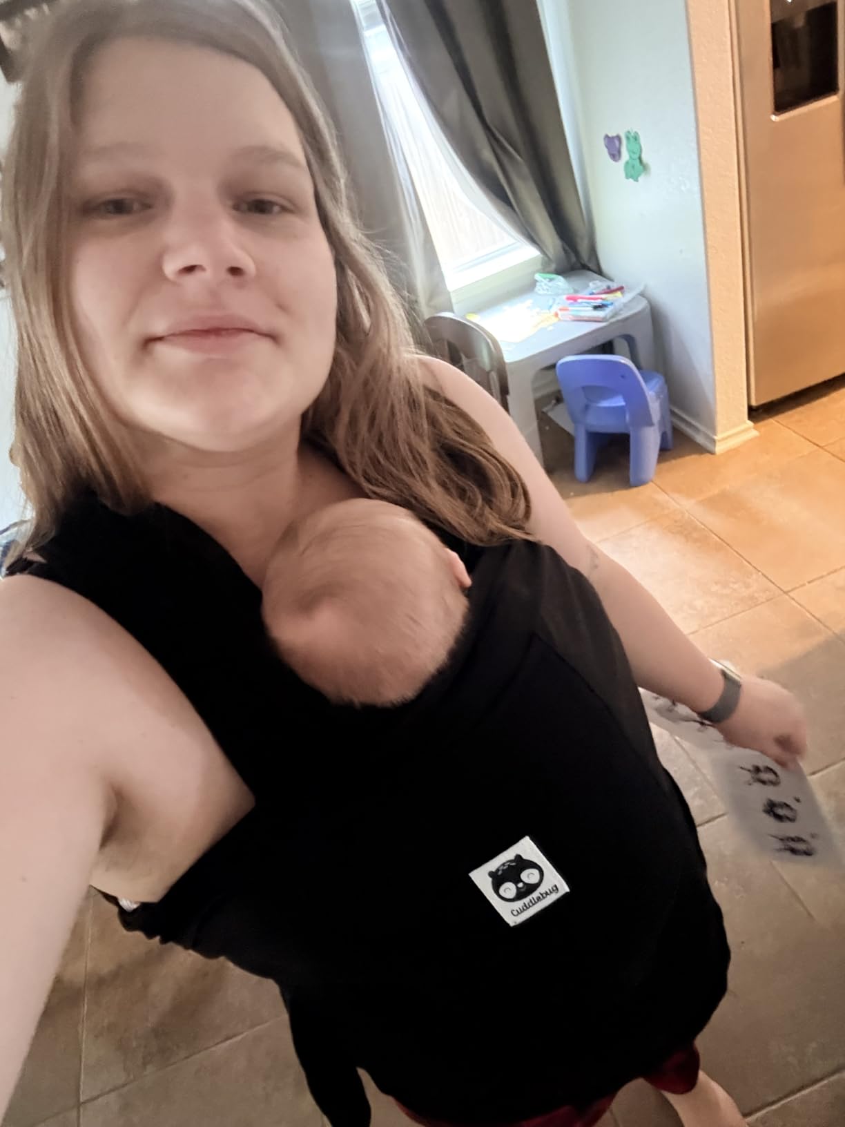 CuddleCarry Pre-Wrapped Baby Ring Sling by CuddleBug - Adjustable, Lightweight Baby Carrier Wrap - Ergonomic Front Carry for Newborn to Toddler (0-36m, 8-35 lbs) - Gray customer photo 1