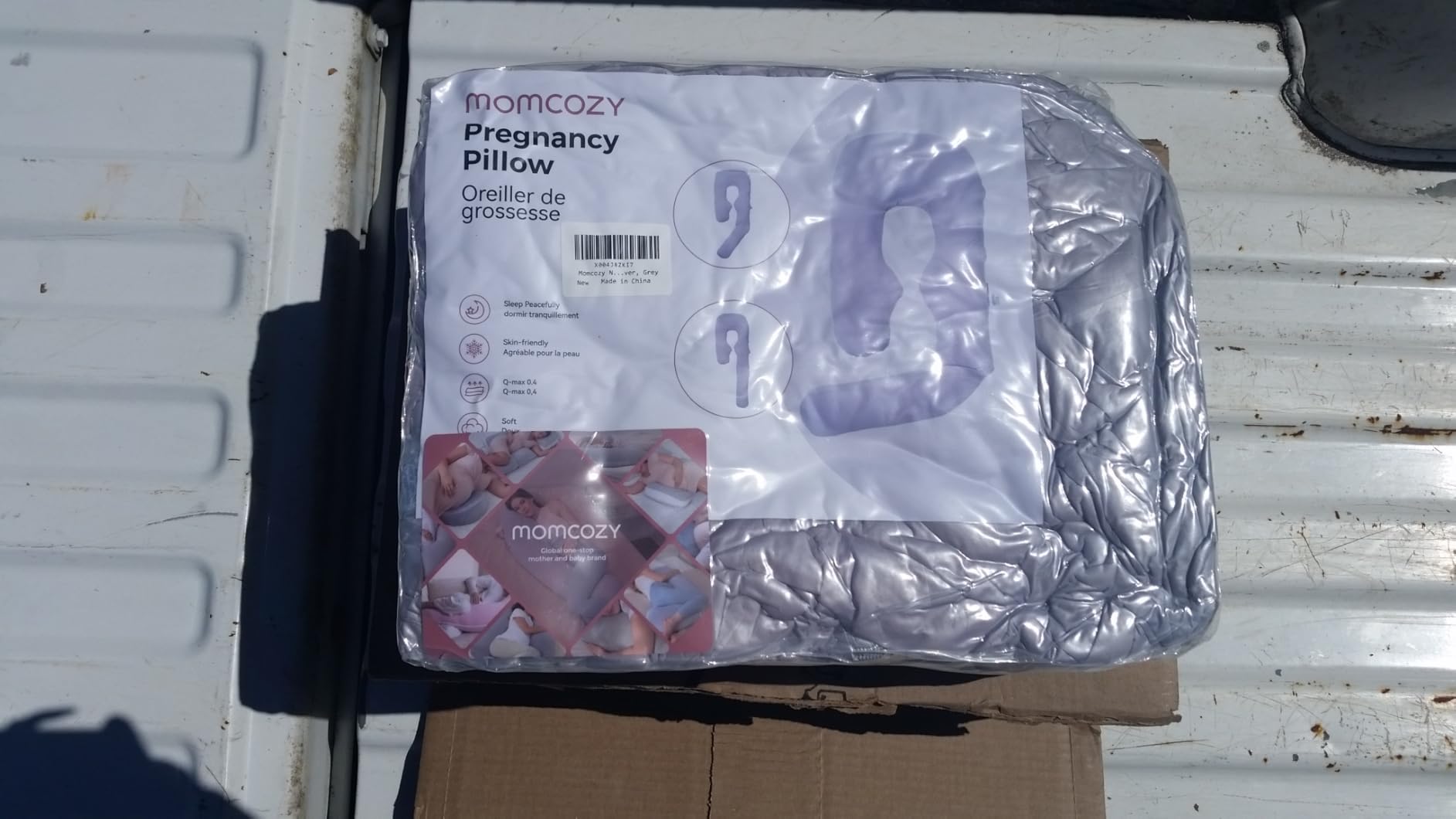 Momcozy Pregnancy Pillow with Cooling Cover, Dreamlign U Pro Maternity Pillow with Adjustable Leg Pillow - Support for Back, HIPS, Belly, Legs for Pregnant Women, 50-72 Inch Full Body Pillow, Grey customer photo 2