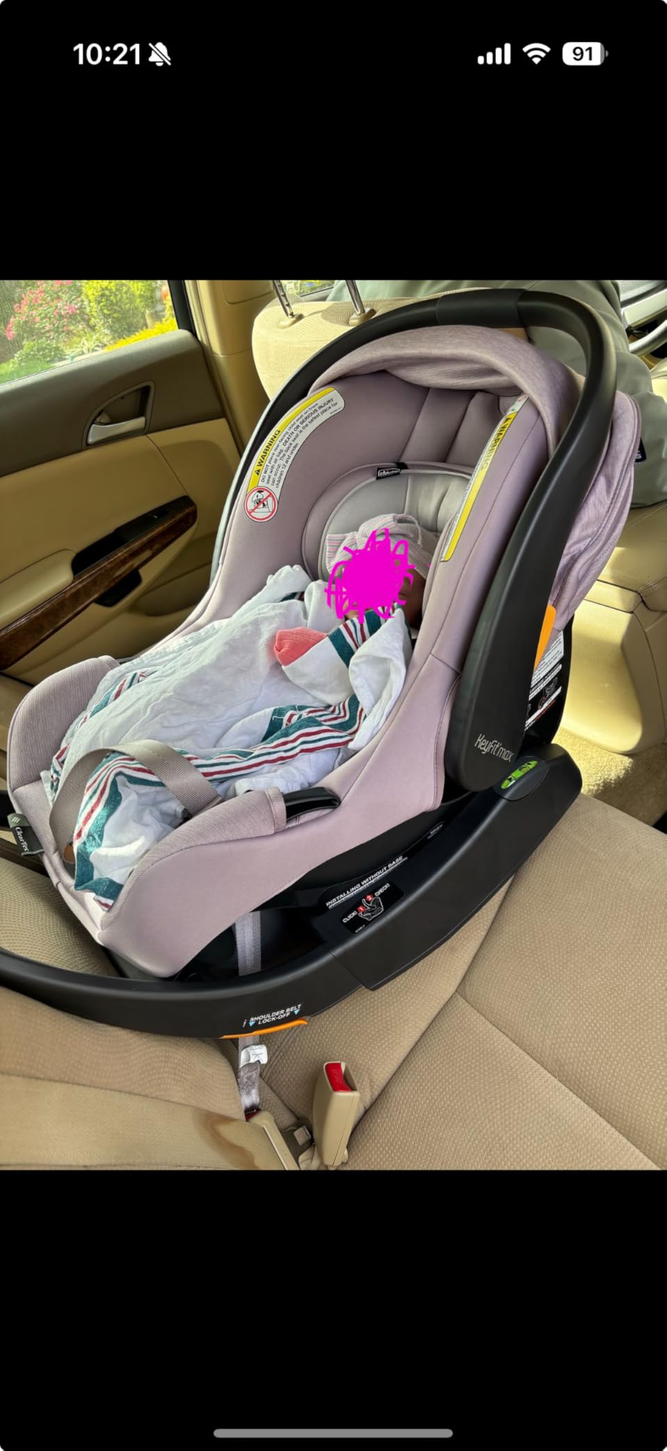 Chicco KeyFit Max ClearTex Infant Car Seat and Base, Rear-Facing Seat for Infants 4-30 lbs., Infant Head and Body Support, Compatible with Chicco Strollers, Baby Travel Gear, Lupine/Purple customer photo 1