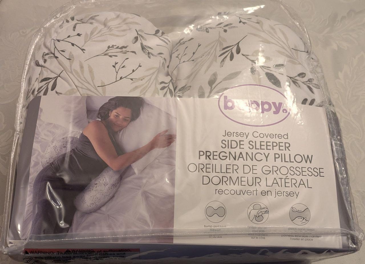 Boppy Side Sleeper Pregnancy Pillow, Gray Falling Leaves, Portable, Supportive Pregnancy Pillows for Sleeping on Your Side, Stay-Put Design with Stretchy Center Panel That Grows with Your Bump customer photo 1