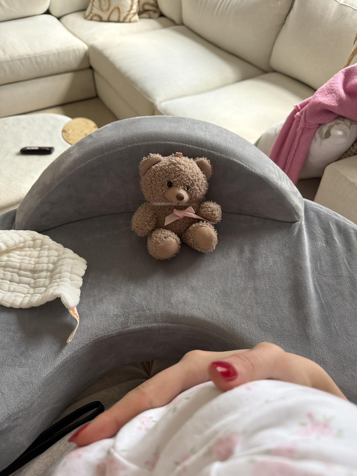 Momcozy CozyPro Nursing Pillow - All Around Lumbar & Arm Support - Safety Guard, Firm & Springy Memory Foam-Stable, Ergonomic Support, Easier Breastfeeding, Wider Cushion, Adjustable, Removable Cover customer photo 1