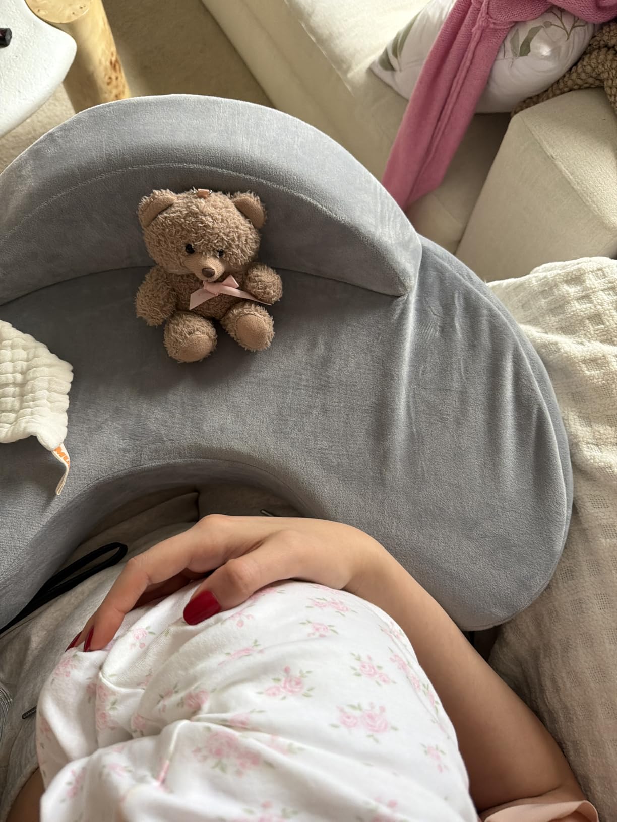 Momcozy CozyPro Nursing Pillow - All Around Lumbar & Arm Support - Safety Guard, Firm & Springy Memory Foam-Stable, Ergonomic Support, Easier Breastfeeding, Wider Cushion, Adjustable, Removable Cover customer photo 2