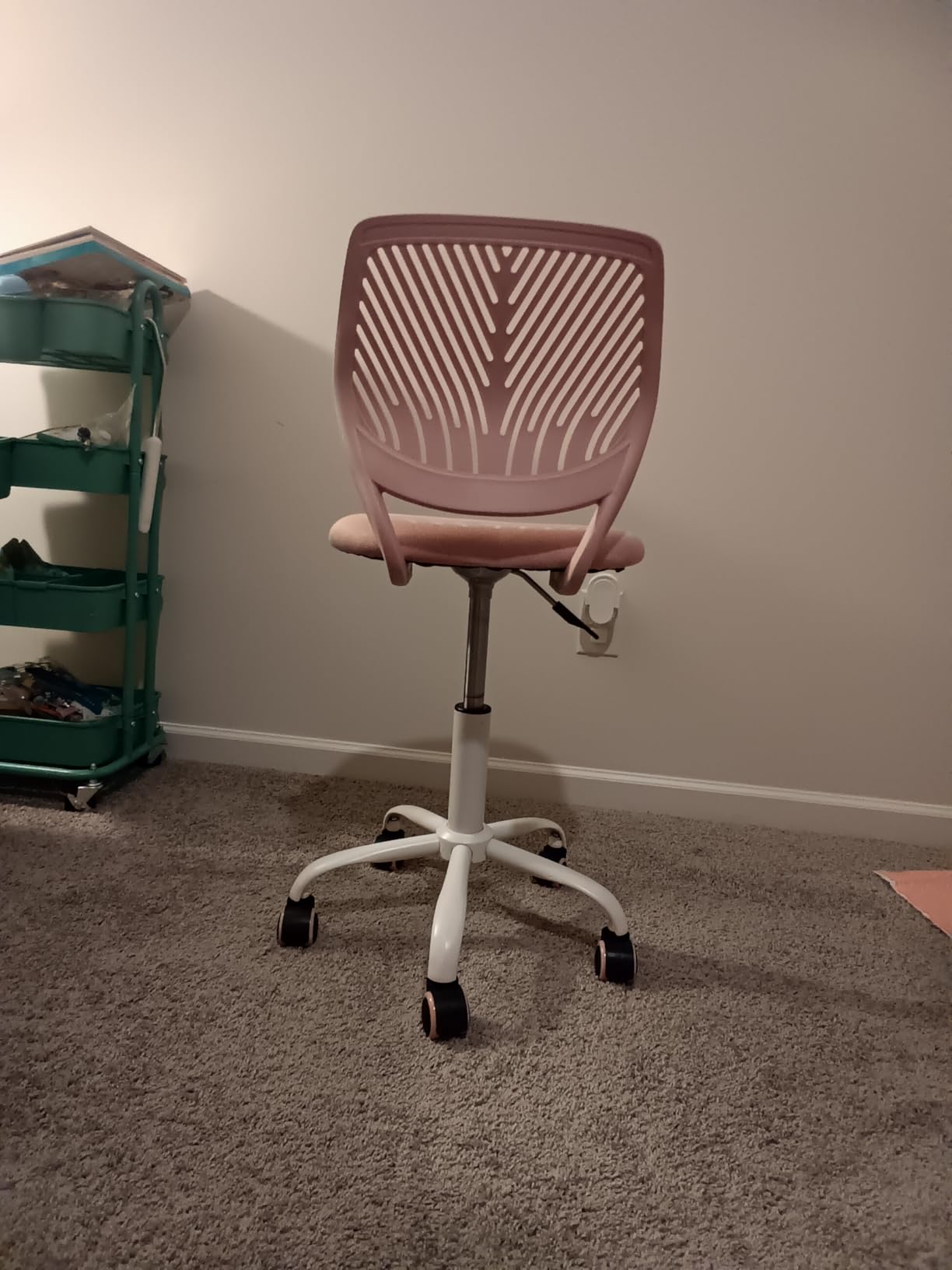 Armless Home Office Desk Chair, Colorful Task Chair with Soft Mesh Padded Cushion, Height Adjustable Swivel Study Computer Chair for Girls Boys Teens (Pink Ⅰ, 1PC) customer photo 2