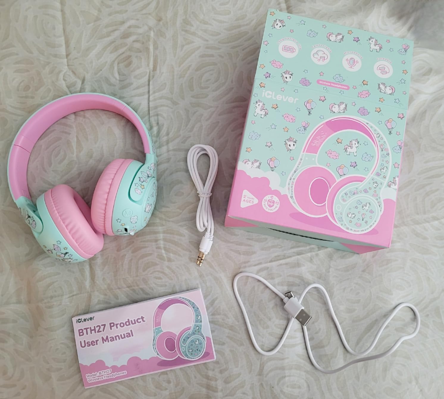 iClever BTH27 Toddler Headphones for 2+ Year Old - CPC Certified, 75/80dBA Safe Volume Limited, 74H Playtime, Bluetooth 5.4, BPA Free customer photo 2