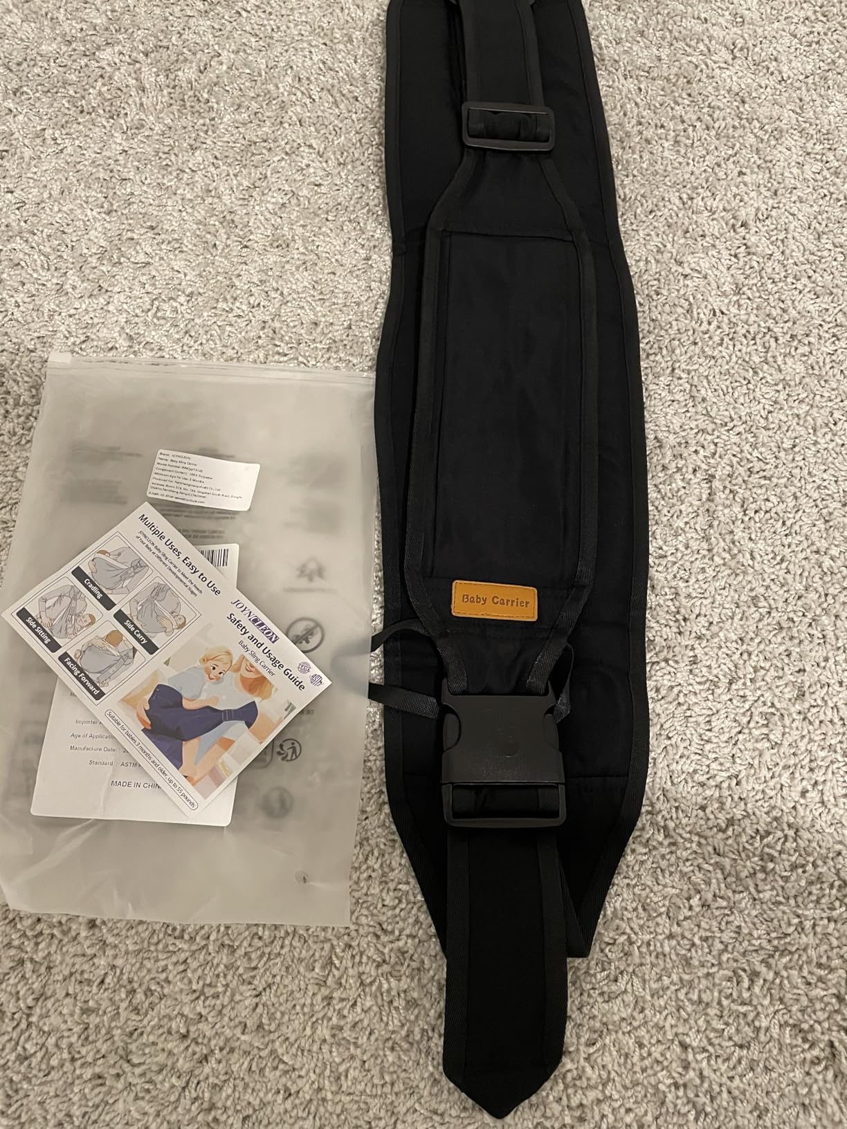 Plus Size Baby Sling Carrier - Baby Carrier Extended Adjustable Design for Larger Kids, Breathable Anti-Slip Support up to 45 lbs, ASTM Certified (Plus-Black) customer photo 1