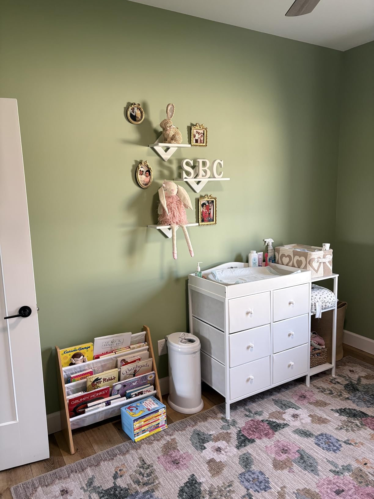 BOLUO Baby Dresser with Changing Table Top, White Changing Table Dresser with 6 Fabric Drawers Diaper Changing Station with Storage Shelf for Nursery Modern customer photo 2