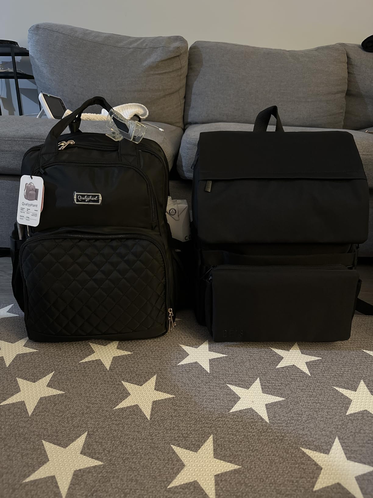 Diaper Bag Backpack - Extra Large Diaper Bag for Two Kids Twins (Expandable 30-38L) - Travel Baby Backpack with Changing Pad for Mom Dad (Quilted, Water Resistant, Brown Taupe) customer photo 2