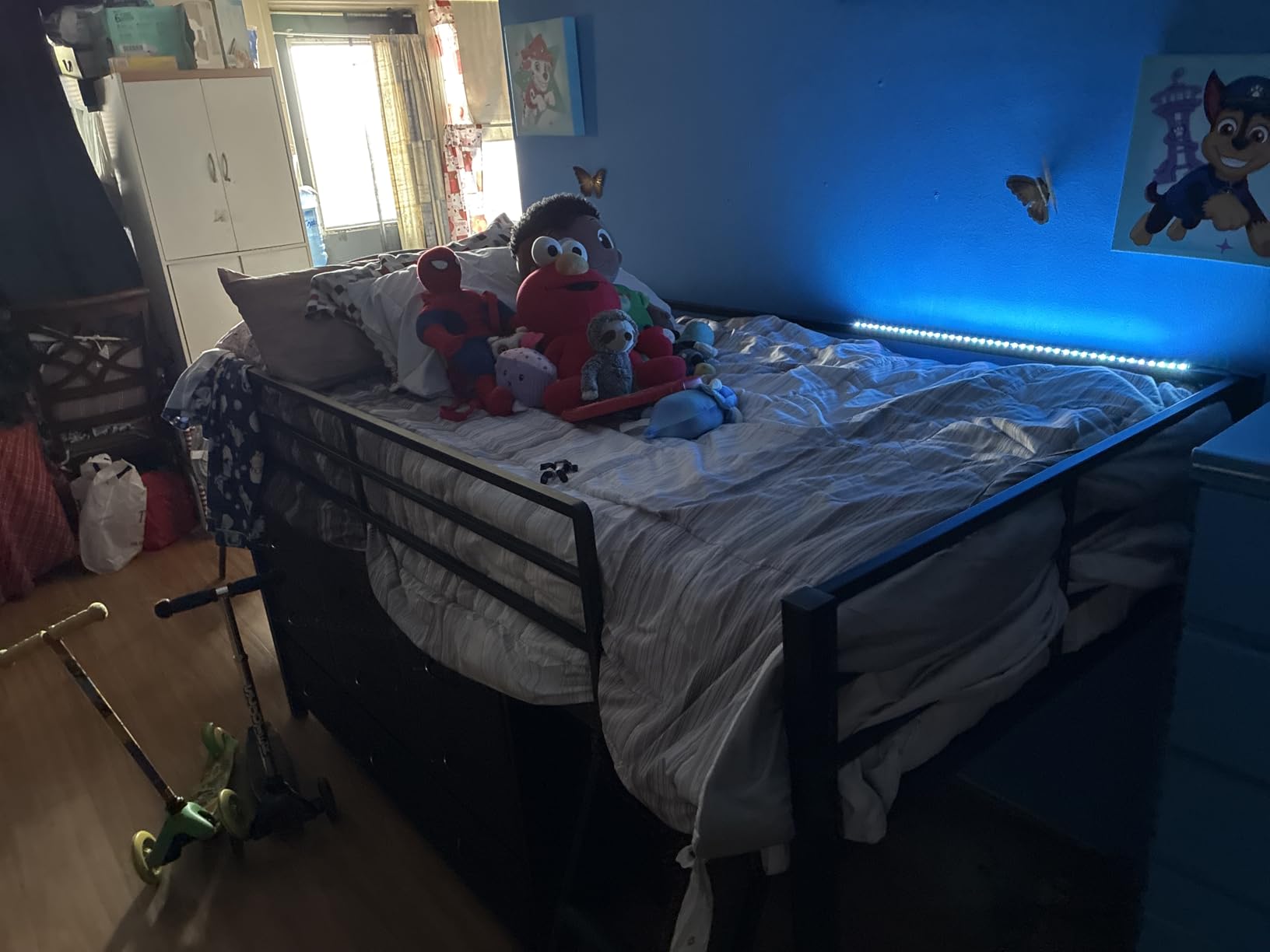 BTHFST Twin Loft Bed for Kids, Low Loft Bed Twin Size with 9 Storage Dresser, LED Lights, 2 Storage Shelves & Stairs, Metal Black Bed with Safety Guardrail for Young Teens, Space Saving, Black customer photo 2