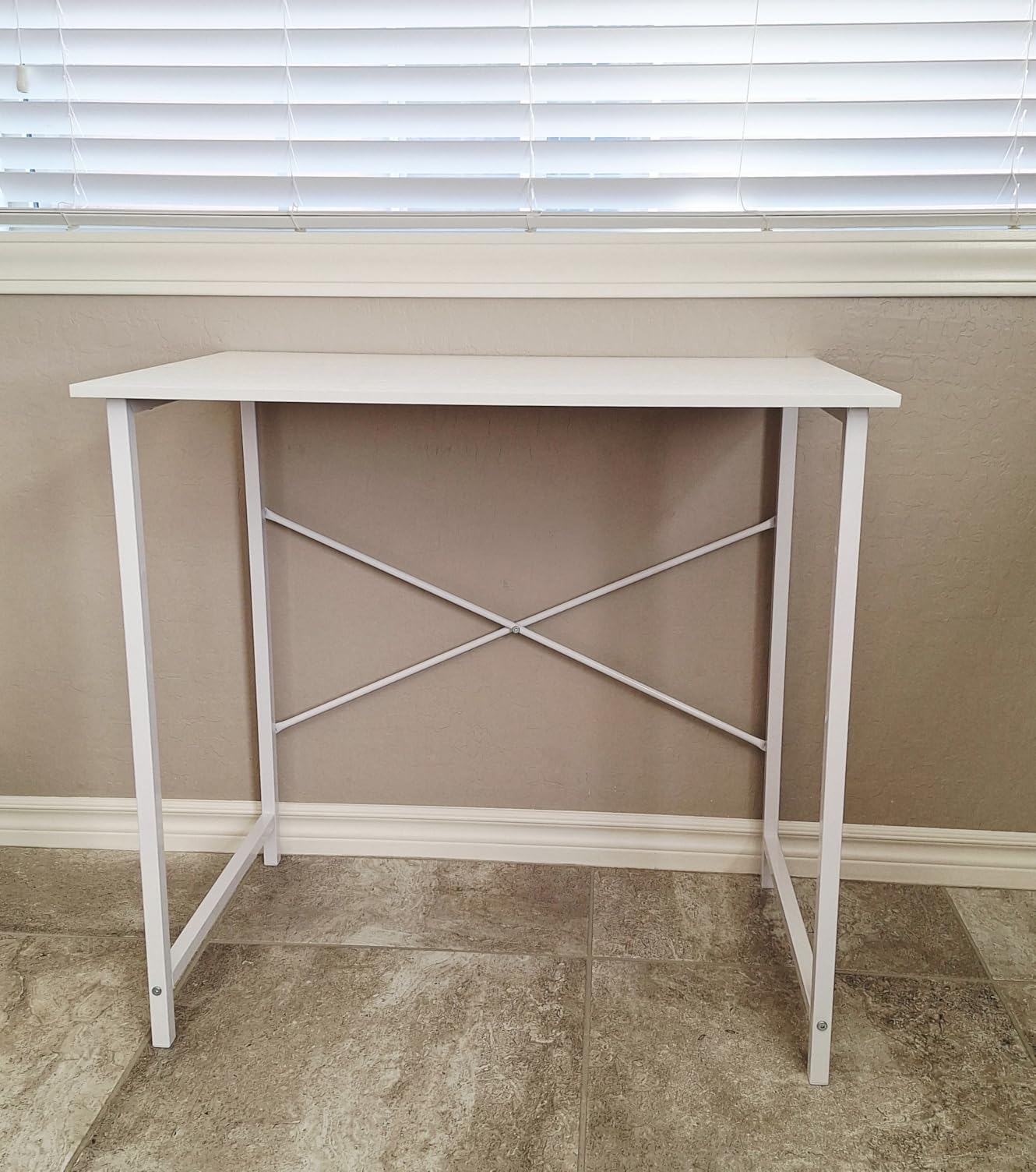 Sweetcrispy Computer Small Desk, 32 Inch Office Writing Work Study Student Home Bedroom Table with Metal Frame Wooden Tabletop No Wheels - White Wood customer photo 2