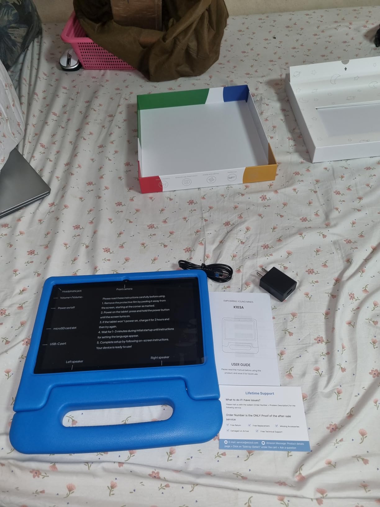 2026 Kids Tablet, 10.1 Inch Android 15 Tablet for Kids, 8(5+3) GB RAM, 64GB ROM(1TB Expand), WiFi 6, Pre-Installed Educational Apps, Parental Control, with EVA Protective Case, Eye Protection customer photo 2