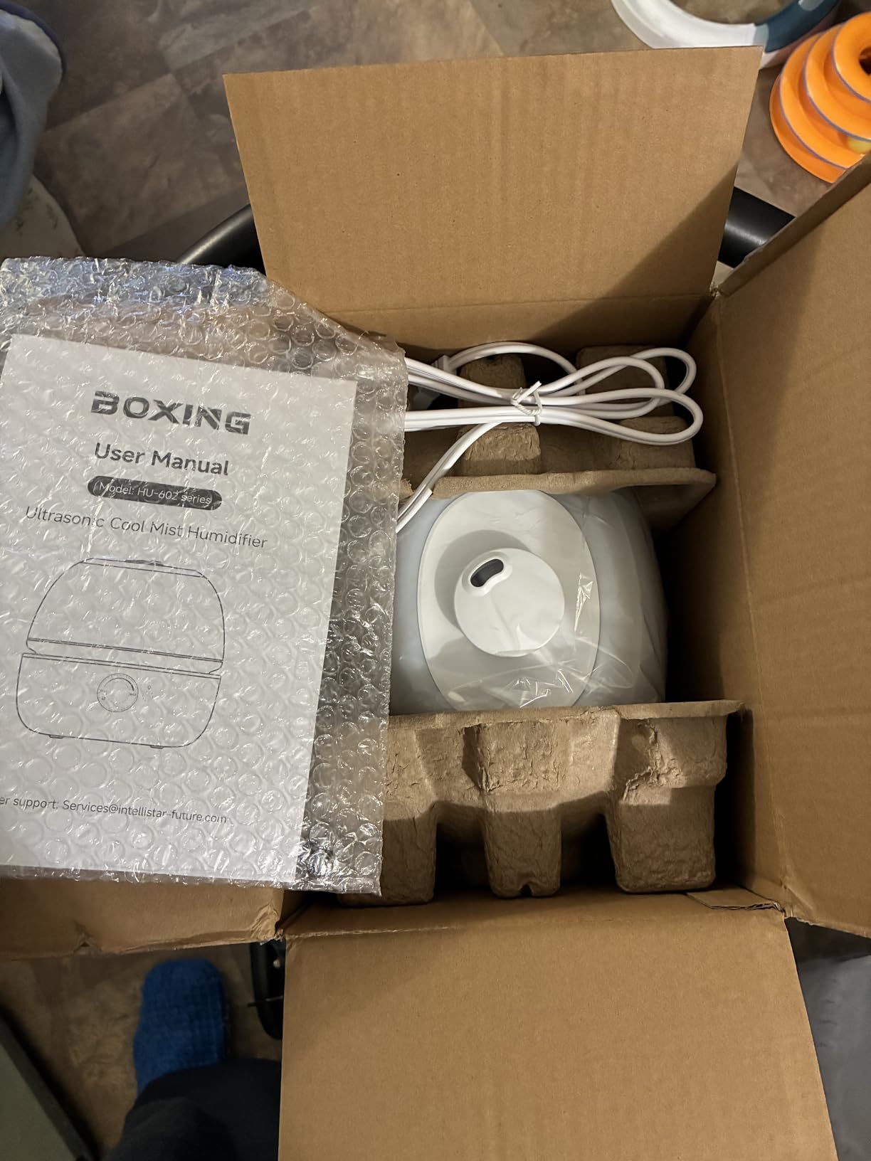 BOXING 3L Cool Mist Humidifier, Ultra Quiet 20dB for Bedroom, Baby & Office, Top Fill Air Humidifier for Home Office & Indoor Plants, 30H Runtime, Essential Oil Tray, Night Light, BPA-Free, White customer photo 2