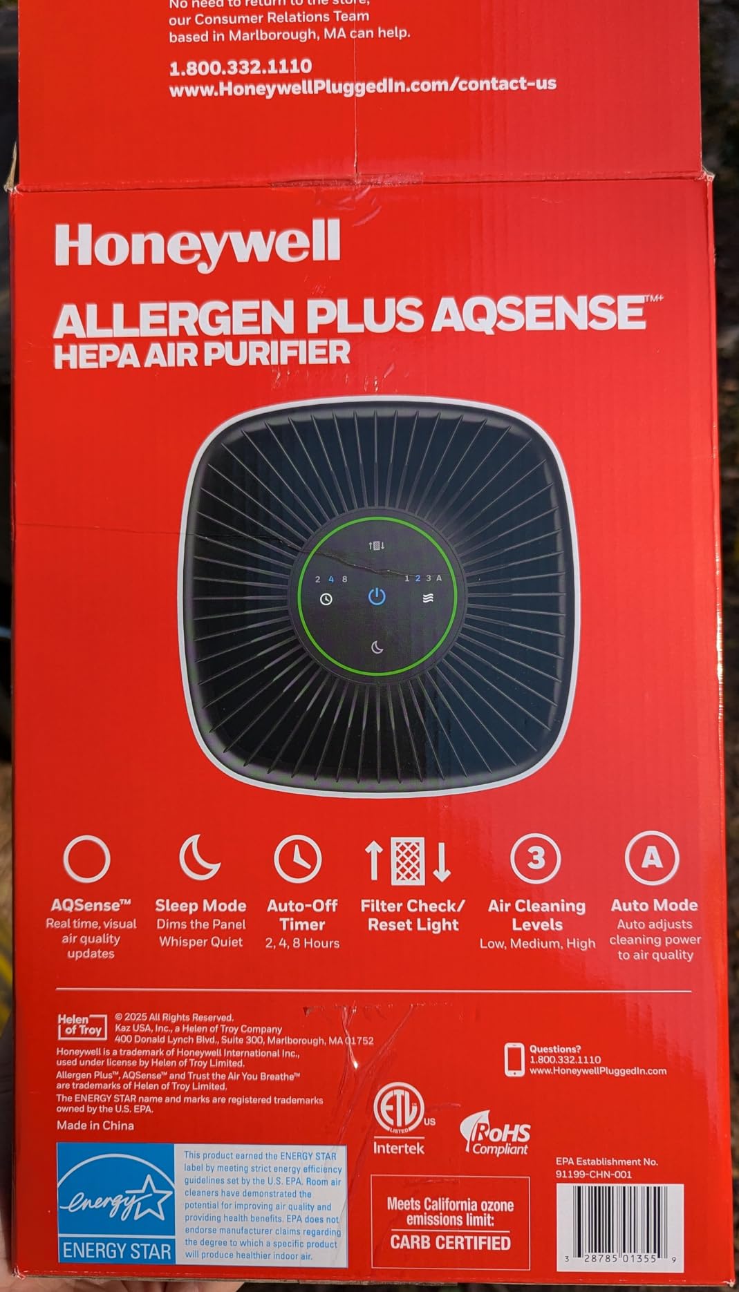 Honeywell Allergen Plus Compact HEPA Small Room Air Purifiers for Home, Up to 530 Ft² Coverage, 3-in-1 Filter, Pet Dander, Smoke & Odor Reducer Air Quality Sensor with Auto Mode, White, HPA125W customer photo 1