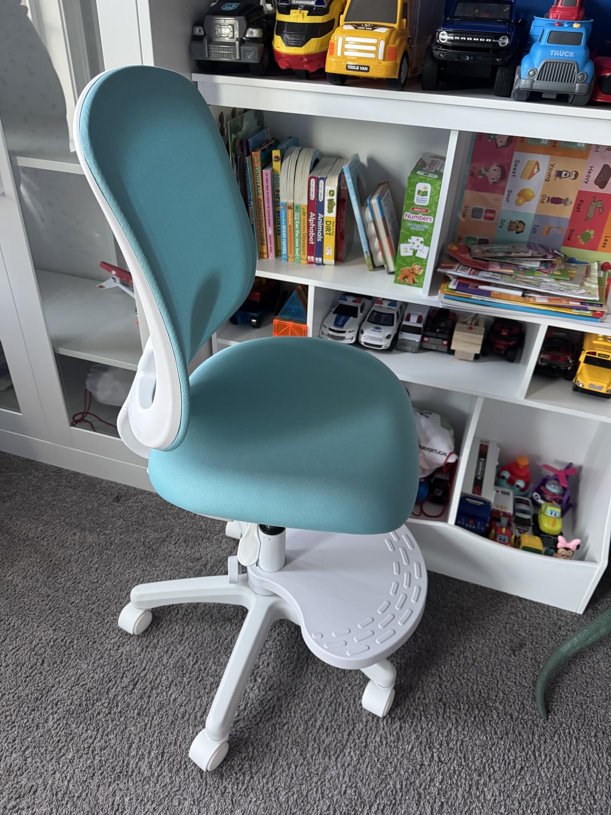 Kids Desk Chair, Ergonomic Study Chair for Kids with Lumbar Support and Footrest, Adjustable Height, Mesh Student Chair with Adjustable backrest, Model Shell (Blue) customer photo 1