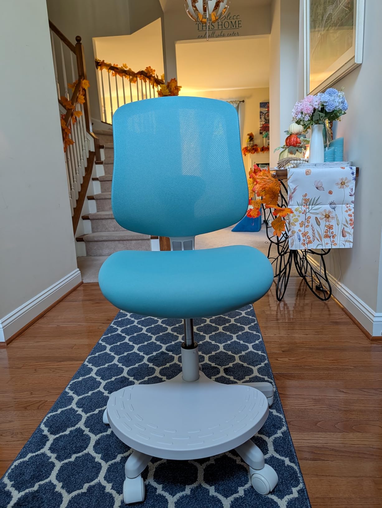 Kids Desk Chair, Ergonomic Study Chair for Kids with Lumbar Support and Footrest, Adjustable Height, Mesh Student Chair with Adjustable backrest, Model Shell (Blue) customer photo 2