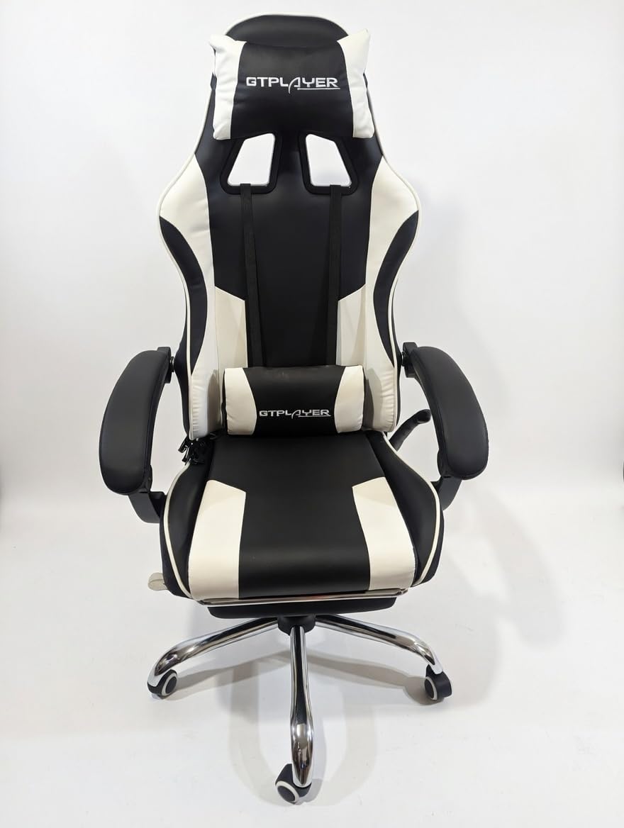 GTPLAYER Gaming Chair, Computer Chair with Footrest and Lumbar Support, Height Adjustable Game Chair with 360°-Swivel Seat and Headrest and for Office or Gaming (Snow White) customer photo 2