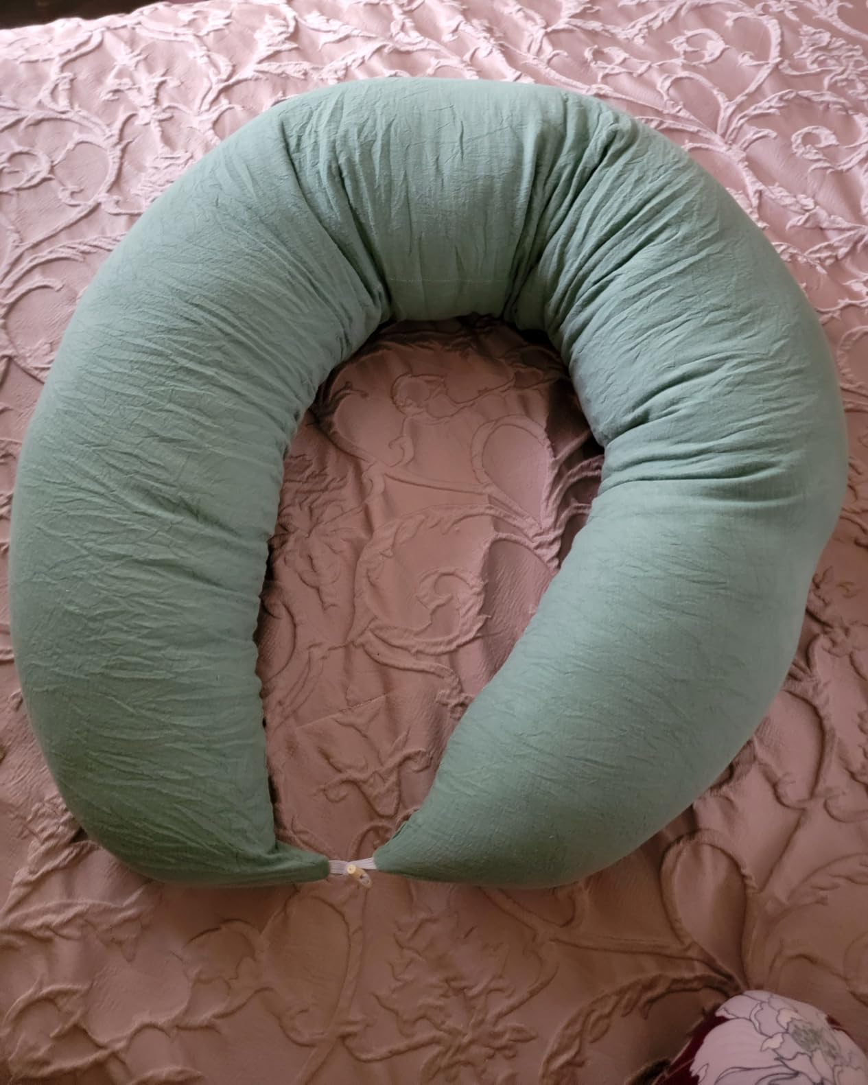 Pregnancy Pillow for Side Sleeping, 74 Inch C Shaped Long Body Pillow, Sleep Bolster Pillow, Maternity Body Pillow with Removable Cover, Soft and Supportive, Light Green customer photo 1