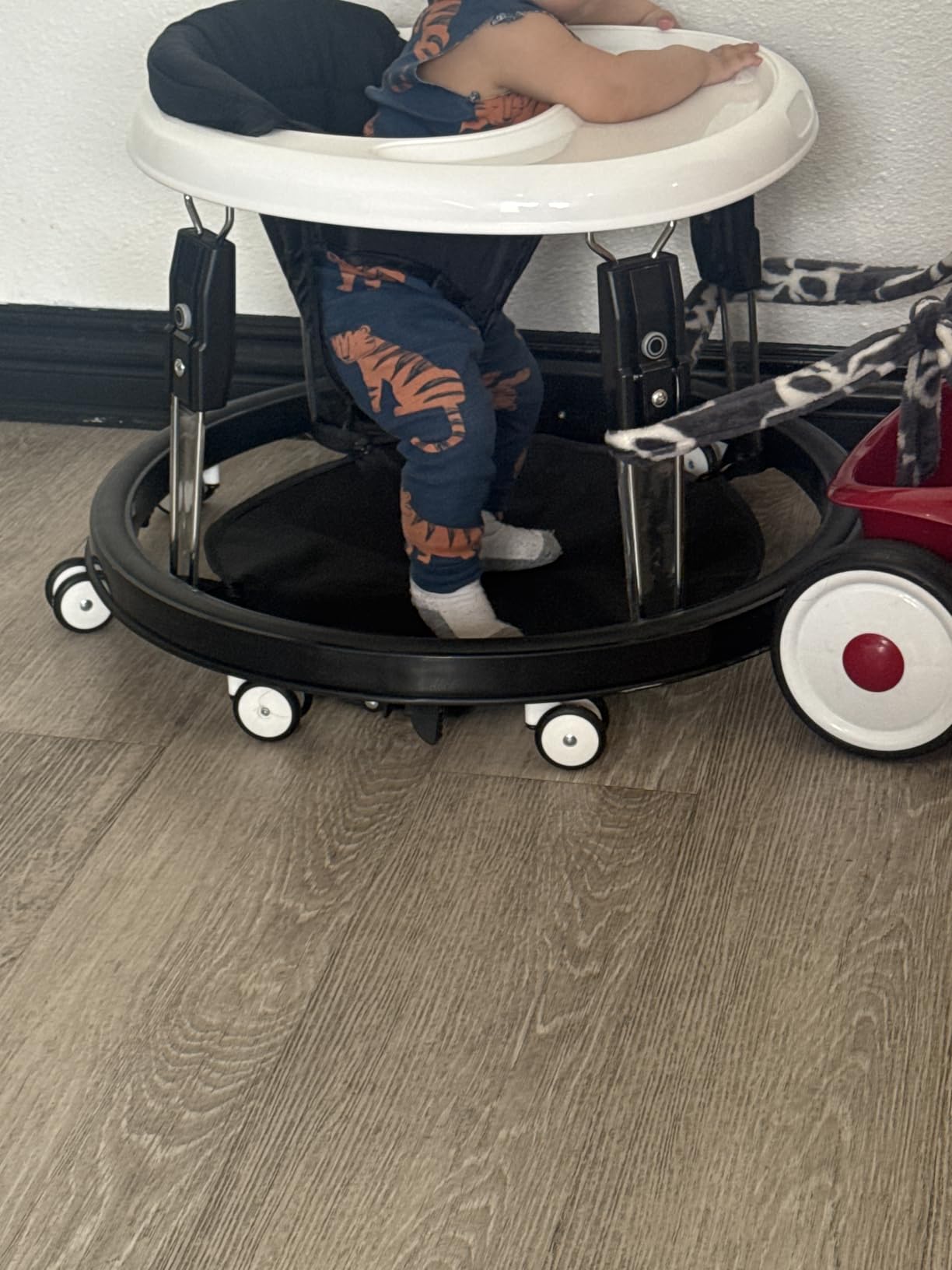 Baby Walker with Wheels, One-Touch Folding Baby Walkers with Height Adjustment, Large Dinner Plate and Brake, Walker for Baby Boy Girls 6-18 Months, Black customer photo 1