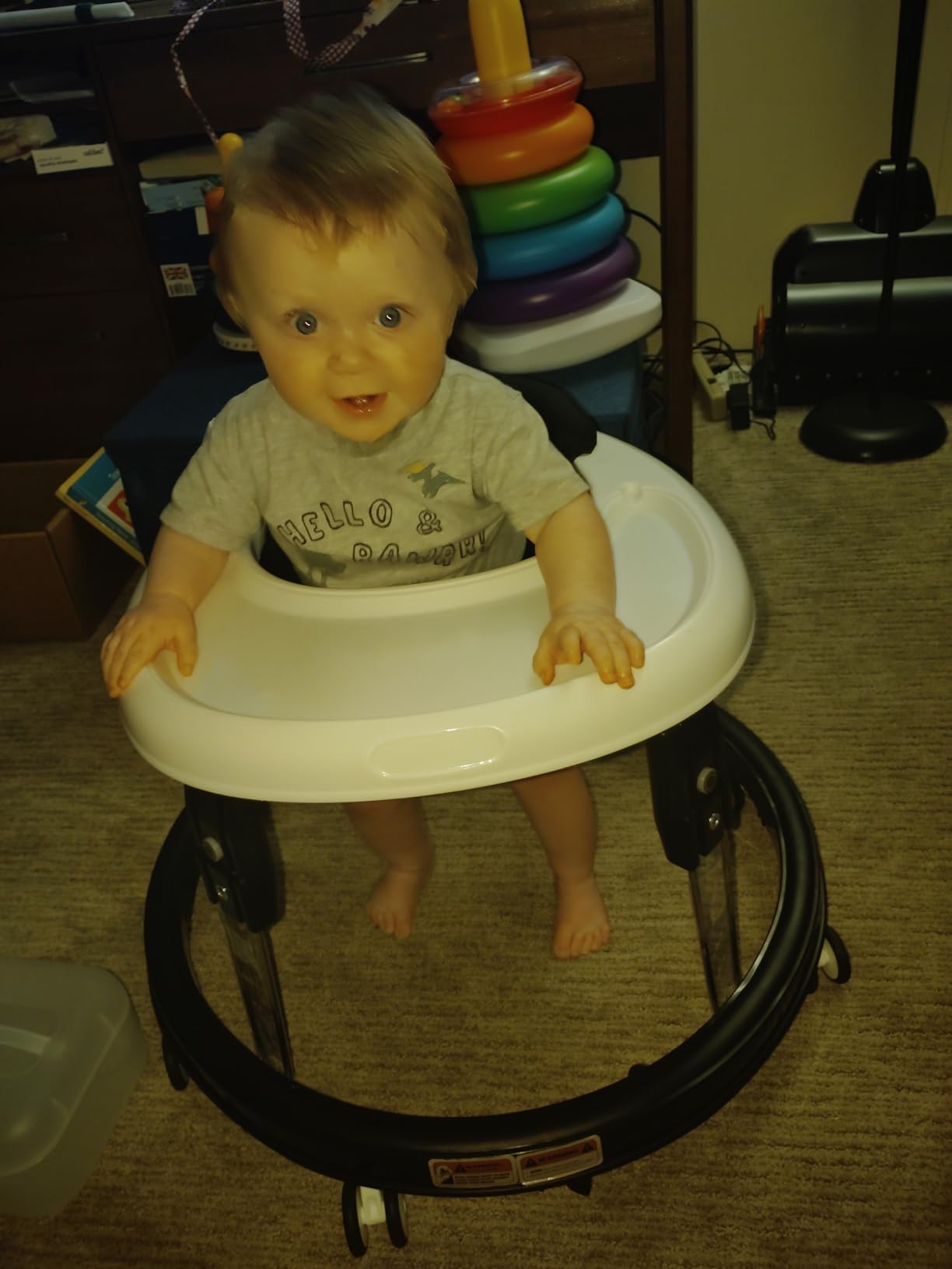 Baby Walker with Wheels, One-Touch Folding Baby Walkers with Height Adjustment, Large Dinner Plate and Brake, Walker for Baby Boy Girls 6-18 Months, Black customer photo 2