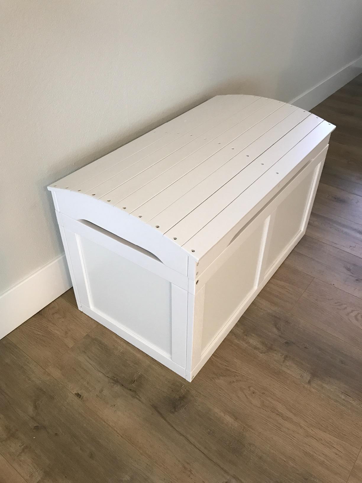 Badger Basket Barrel-Top Wooden Toy Chest - Hardwood Storage Trunk with Safety Hinge, Handle Slots, Spacious Interior - Classic Organizer for Kids' Rooms - Natural customer photo 1