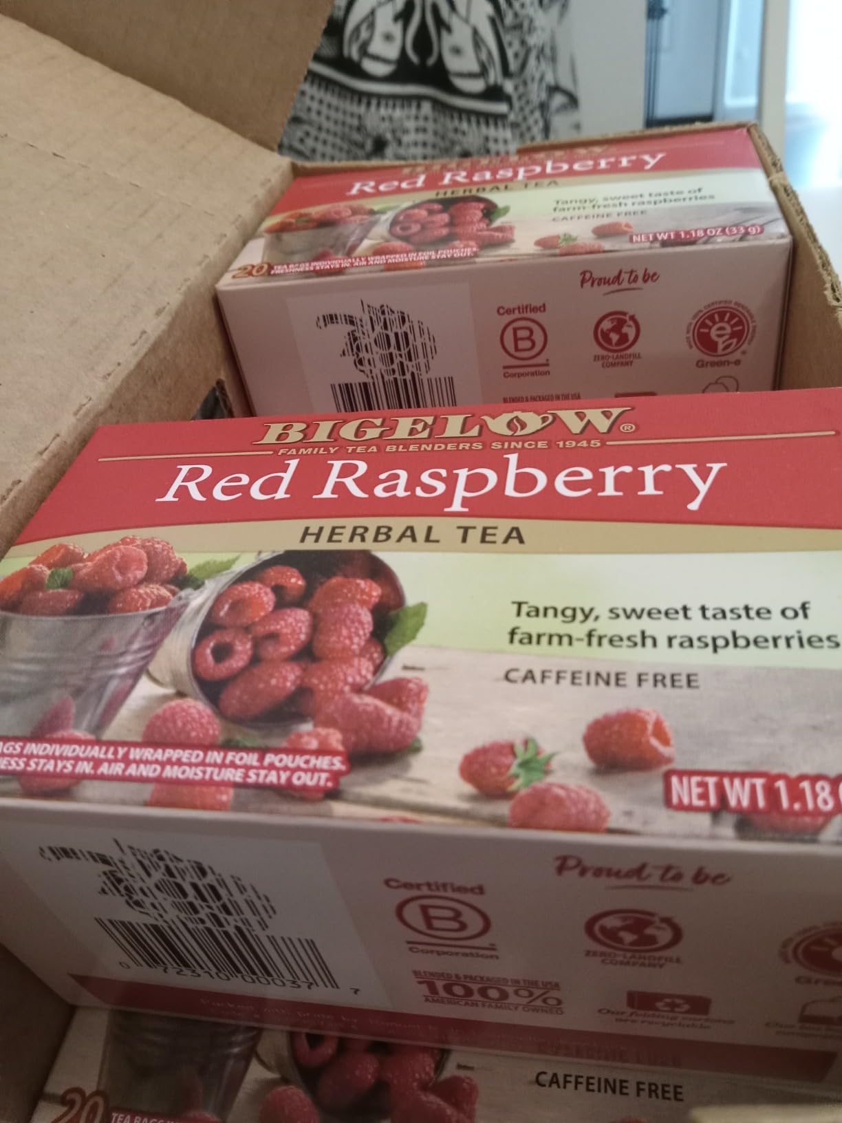 Bigelow Tea Red Raspberry Herbal Tea, Caffeine Free Tea with Red Raspberries, Apples and Elderberries, 20 Count Box (Pack of 6), 120 Total Tea Bags customer photo 1
