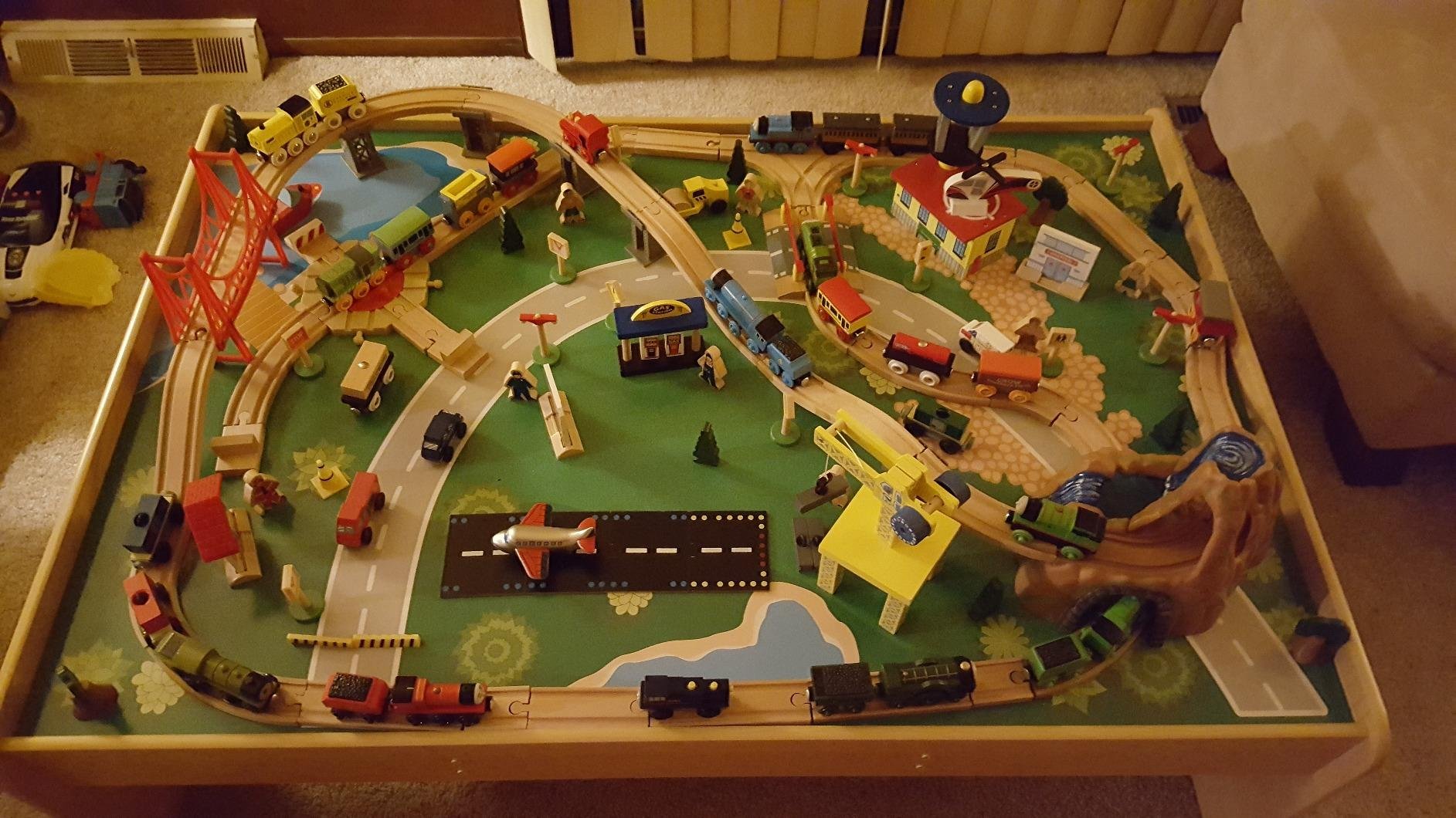 KidKraft Waterfall Mountain Wooden Train Set & Table with 120 Pieces, 3 Storage Bins customer photo 2