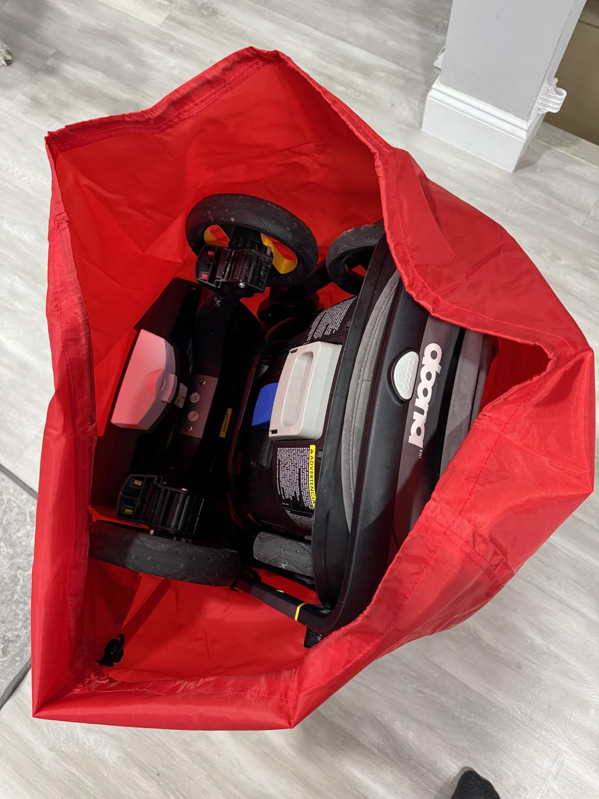 J.L. Childress Gate Check Travel Bag for Car Seats - Car Seat Travel Bag for Airplane, Fits All Baby & Infant Carriers, Airport Accessories for Gate Check, Flying Essentials, AirTag Compatible - Red customer photo 1