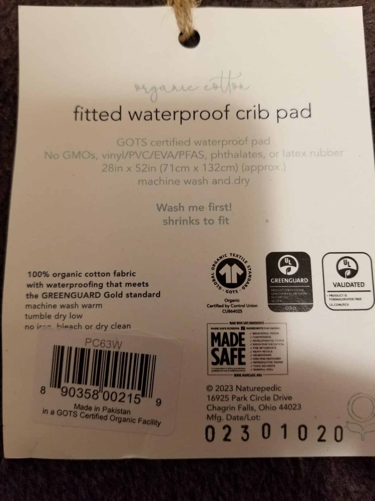 Naturepedic Organic Waterproof Crib Mattress Pad, Skin Friendly, Breathable & Absorbent Crib Mattress Protector - Removable Protector Pad for Baby and Toddler Beds - Fitted for Standard Baby Crib Size customer photo 2