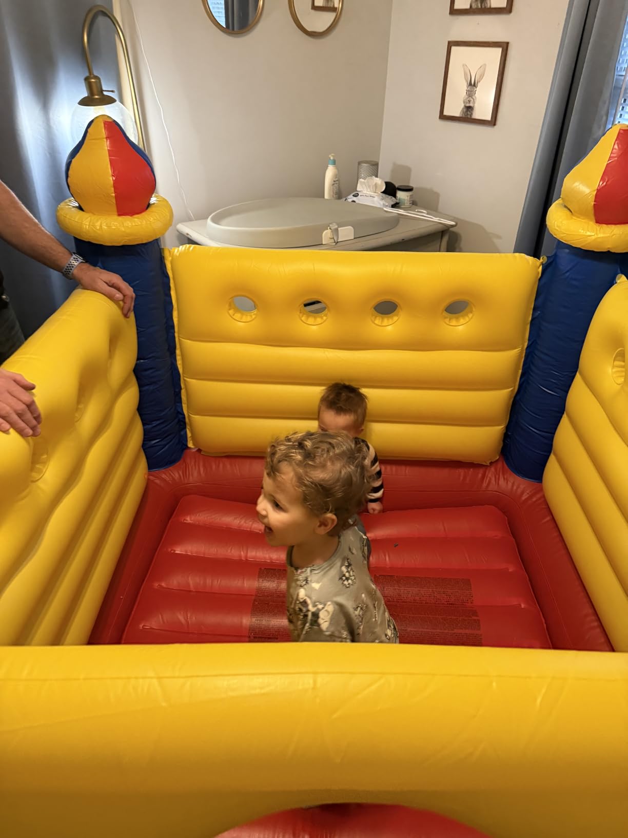 Intex Inflatable Colorful Jump-O-Lene Castle Bounce House, for 2 Kids Ages 3-6 - Large Blow-Up Indoor Outdoor Children's Bouncer Jumper Playhouse customer photo 1