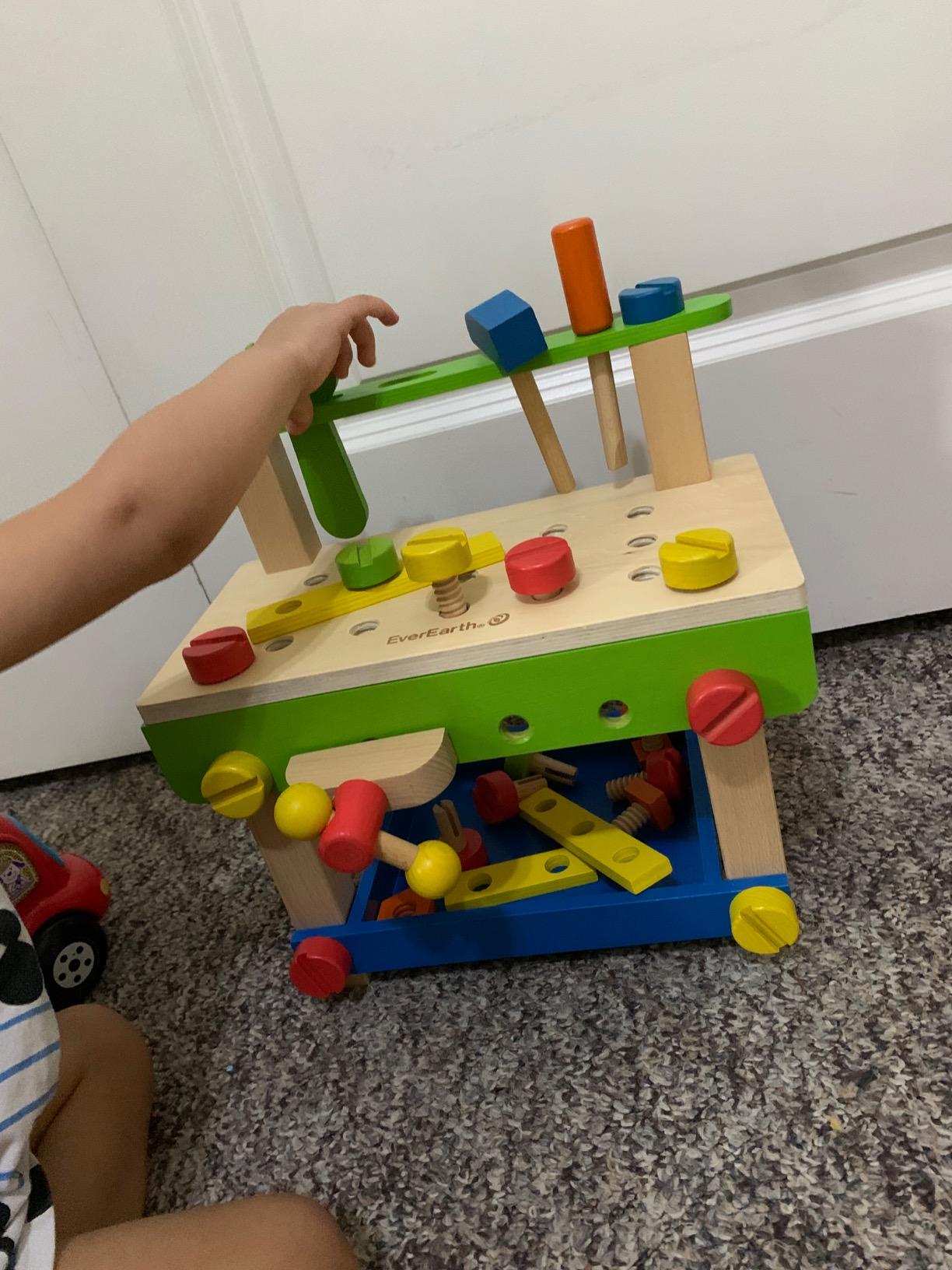 EverEarth Toddler Workbench with Tools. Wooden Building Set Hammer Toy customer photo 1