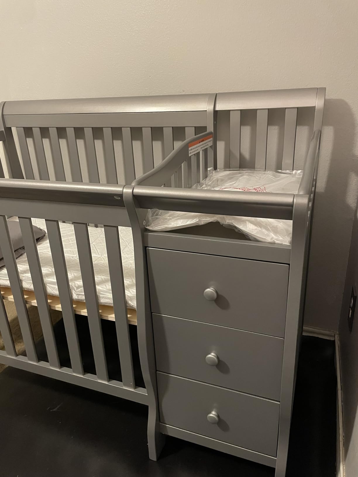 Dream On Me Jayden 4-in-1 Mini Convertible Baby Crib & Changer with Storage in Espresso, Pinewood, GreenGuard Gold & BSA, 1
