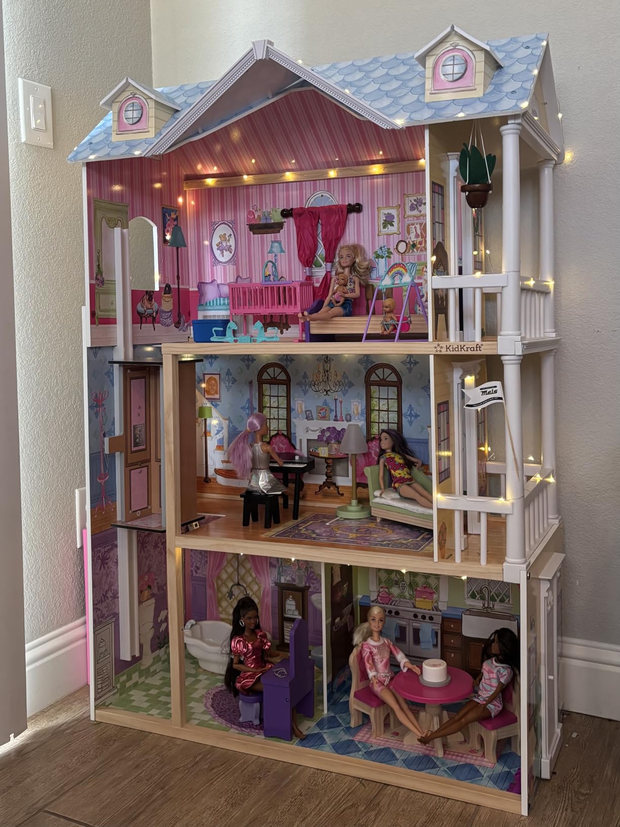 KidKraft My Dreamy Wooden Dollhouse with Lights and Sounds, Elevator and 14 Accessories, Gift for Ages 3+ customer photo 1