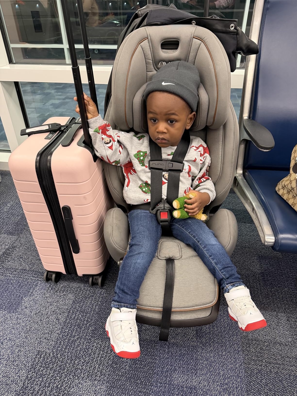 Britax Car Seat Travel Cart | Adjustable Handle + Compact Fold + Fits in Airplane Overhead Bin, Black, 42x13.5x5.5 Inch customer photo 1