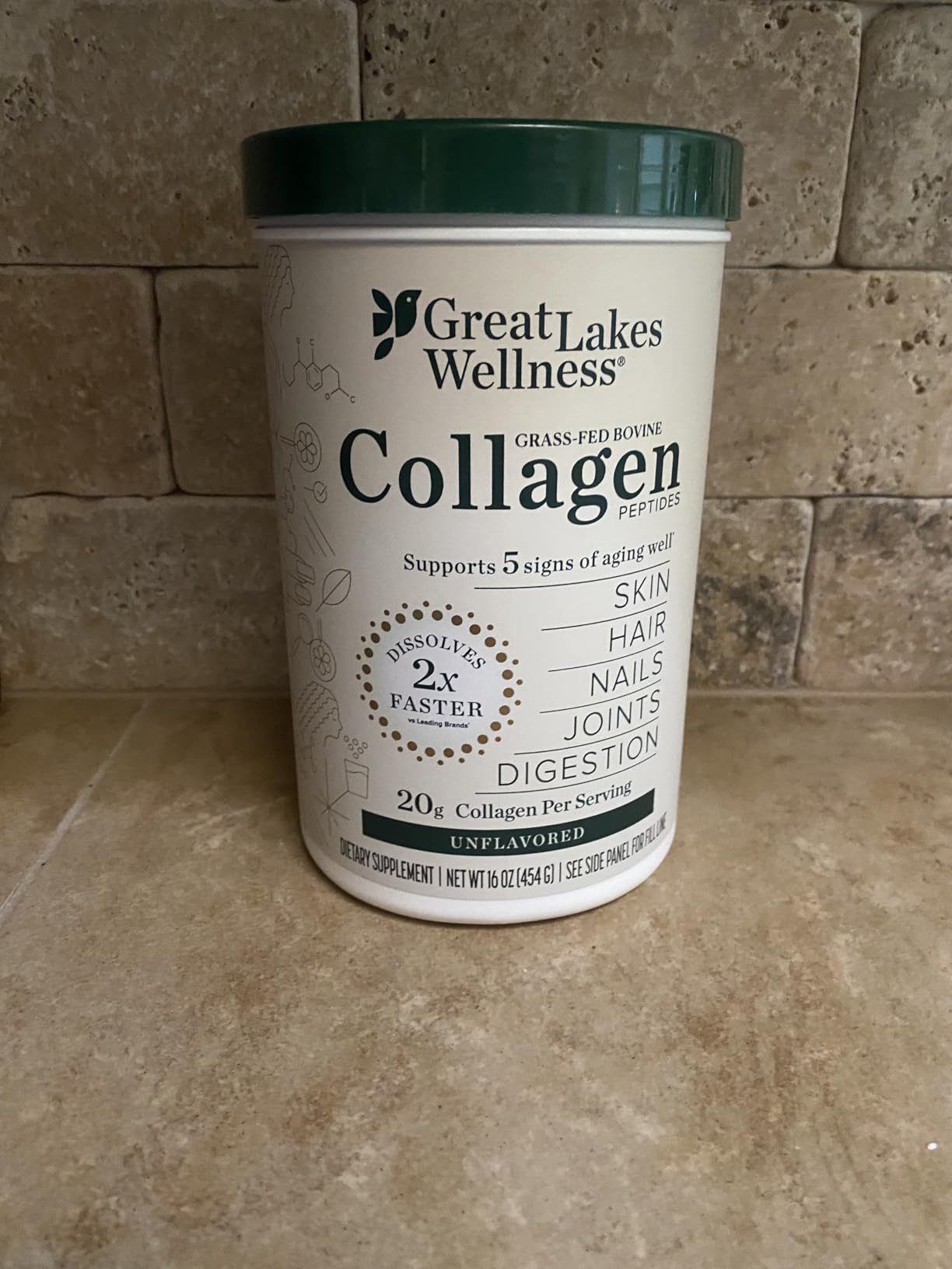Great Lakes Wellness Collagen Peptides Powder - Supports Skin, Hair, Nails, Joints & Digestion - Hydrolyzed, Quick Dissolve, Non-GMO, Keto & Kosher - Pure Collagen Protein (16 oz, 22 Servings) customer photo 2