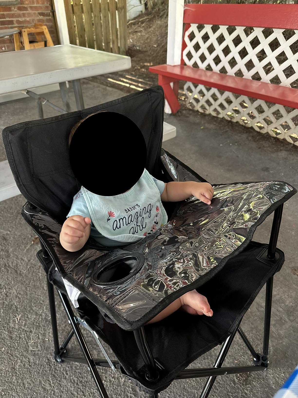 ciao! baby Portable High Chair for Babies and Toddlers, Compact Folding Travel High Chair with Carry Bag for Outdoor Camping, Picnics, Beach Days, and More (Black) customer photo 2