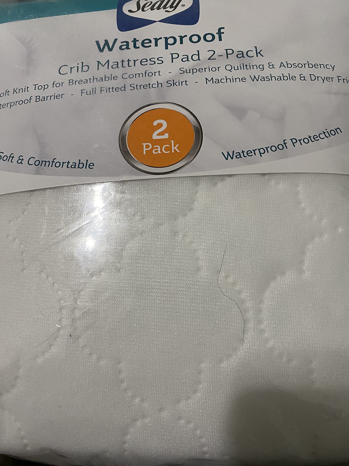 Sealy Baby 2-PACK Fitted Waterproof Infant Crib Mattress Protector Pad and Toddler Bed Cover, Durable and Comfortable Topper, Machine Washable and Dryer Friendly, 52x28