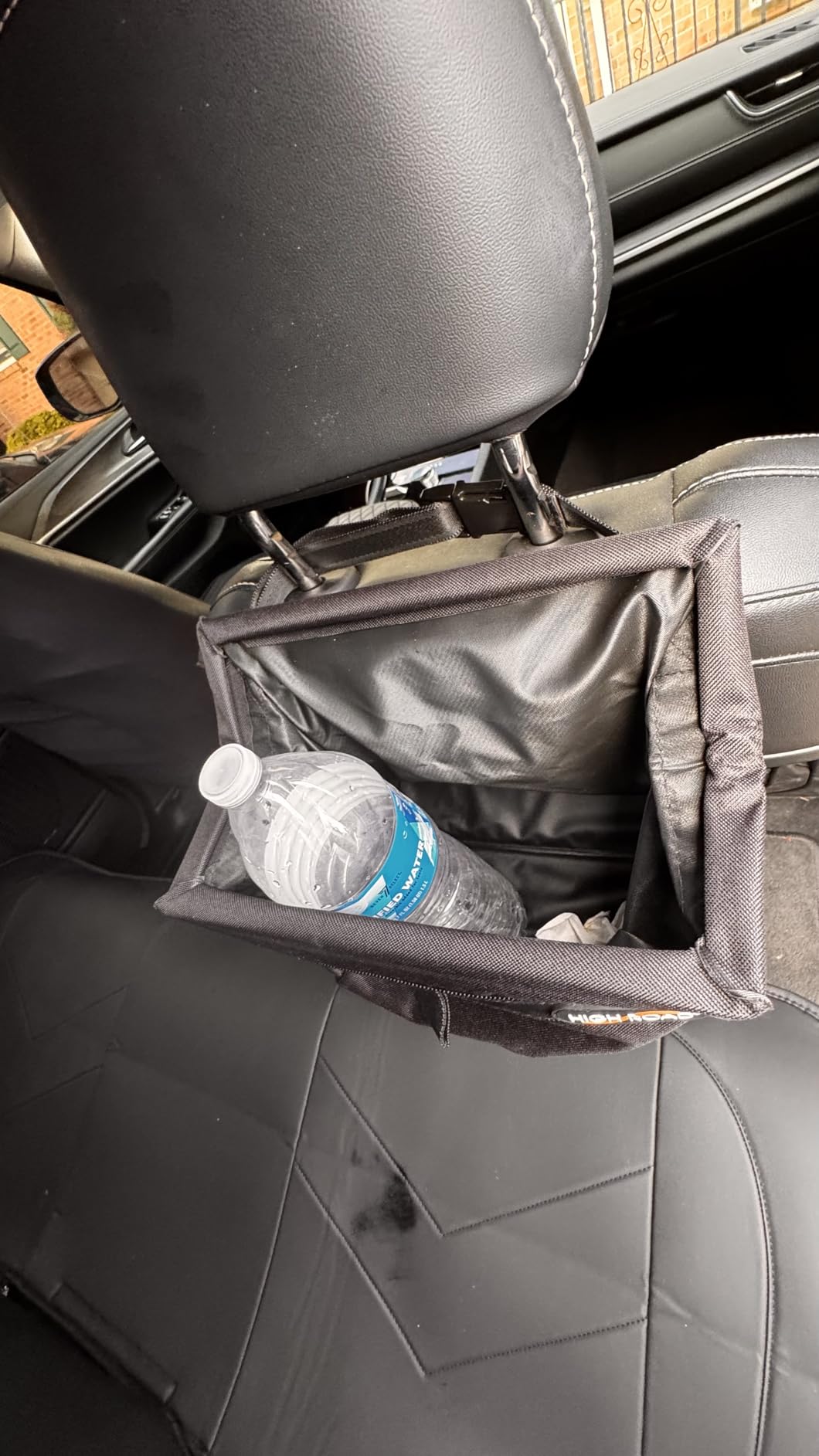 High Road TrashStash Hanging Car Garbage Bag with Push-Close Lid and Waterproof Bin for Car, SUV and Truck Seat Backs - Holds 3 Gallons of Car Trash (Black) customer photo 1
