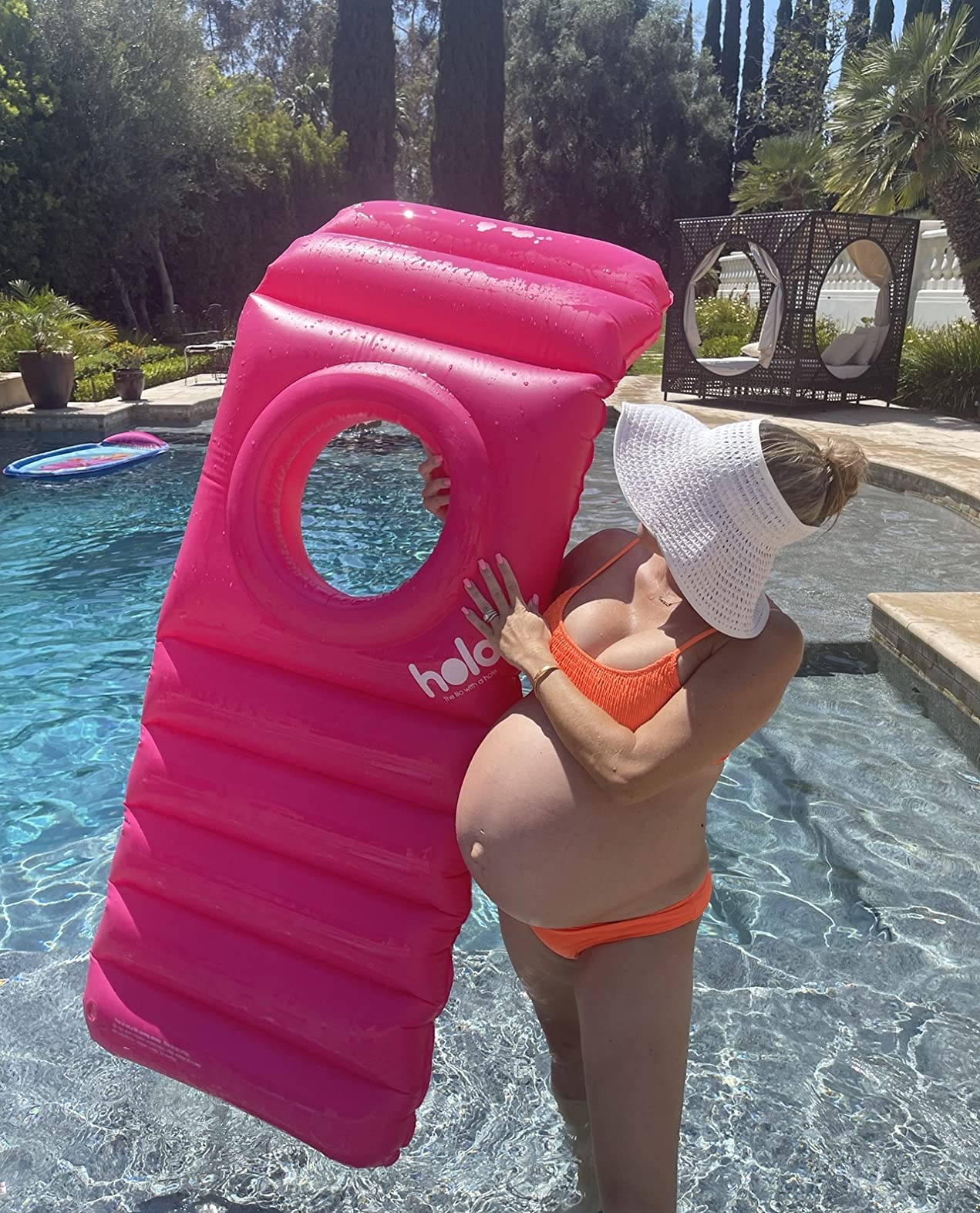 HOLO The Original Inflatable Pregnancy Pillow with Hole for Tummy Sleeping - Full Body Support for Pregnant Belly, Back, Hips - Relax Land+Water, Yoga, Babymoon, SPD - Maternity Must Have (Pink) customer photo 2