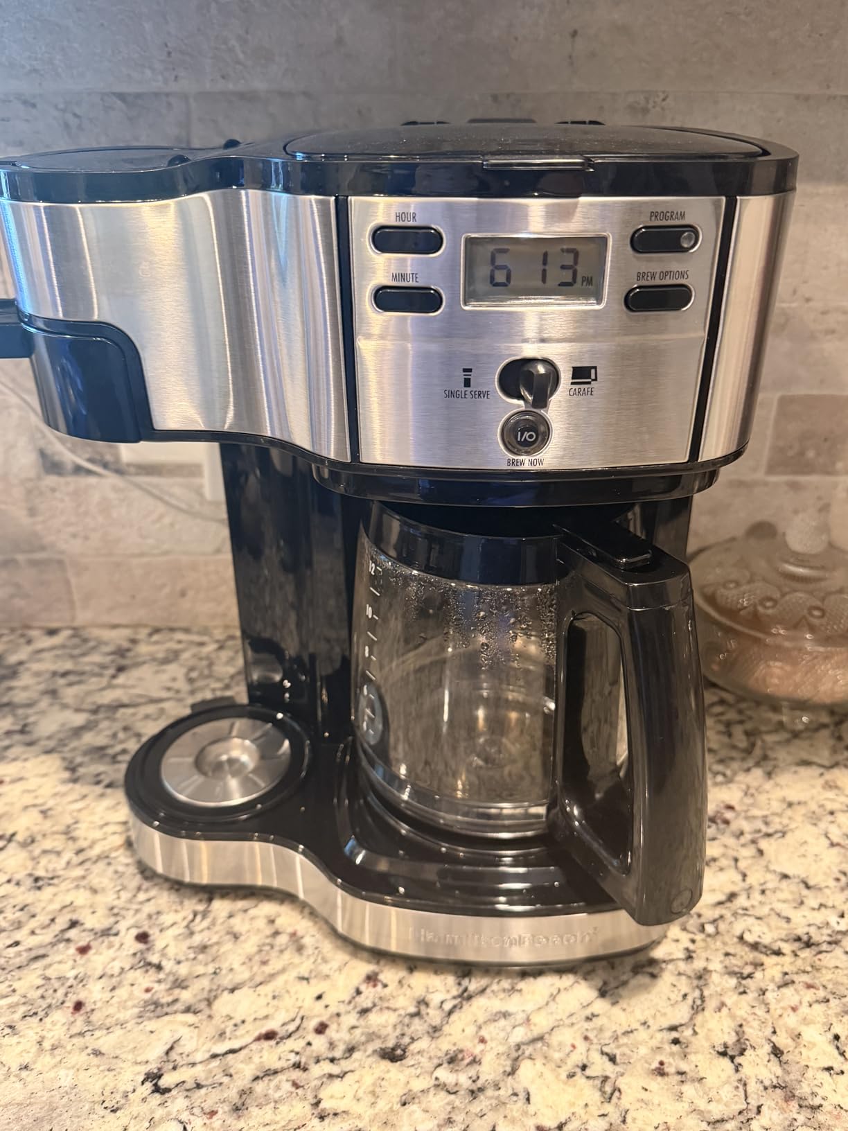Hamilton Beach 2-Way Programmable Coffee Maker, 12 Cup Glass Carafe And Single Serve Coffee Maker, Black with Stainless Steel Accents, 49980RG customer photo 1