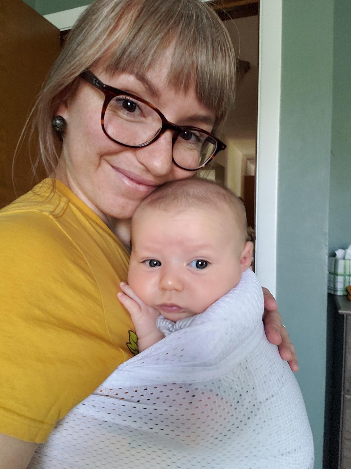 Versatile Water & Warm Weather Ring Sling Baby Carrier | Made in USA with Safety Tested Fabric & Aluminum Rings | Lightweight, Quick Dry & Breathable (Sky Blue, One Size) customer photo 1