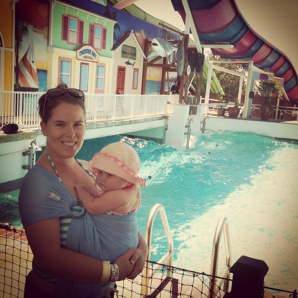 Versatile Water & Warm Weather Ring Sling Baby Carrier | Made in USA with Safety Tested Fabric & Aluminum Rings | Lightweight, Quick Dry & Breathable (Sky Blue, One Size) customer photo 2