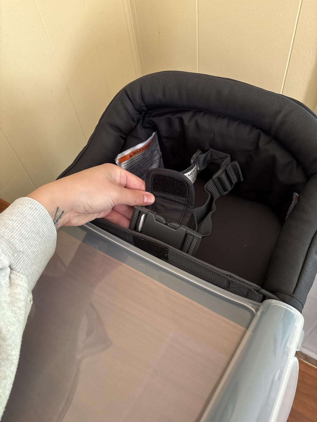 Inglesina Fast Table Chair, Cream - Portable Baby High Chair - for Babies & Toddlers up to 37 lbs - Collapsible Design - Fits Tables 0.8'' to 3.5'' Thick - Compact & Easy to Use - Travel Bag Included customer photo 1