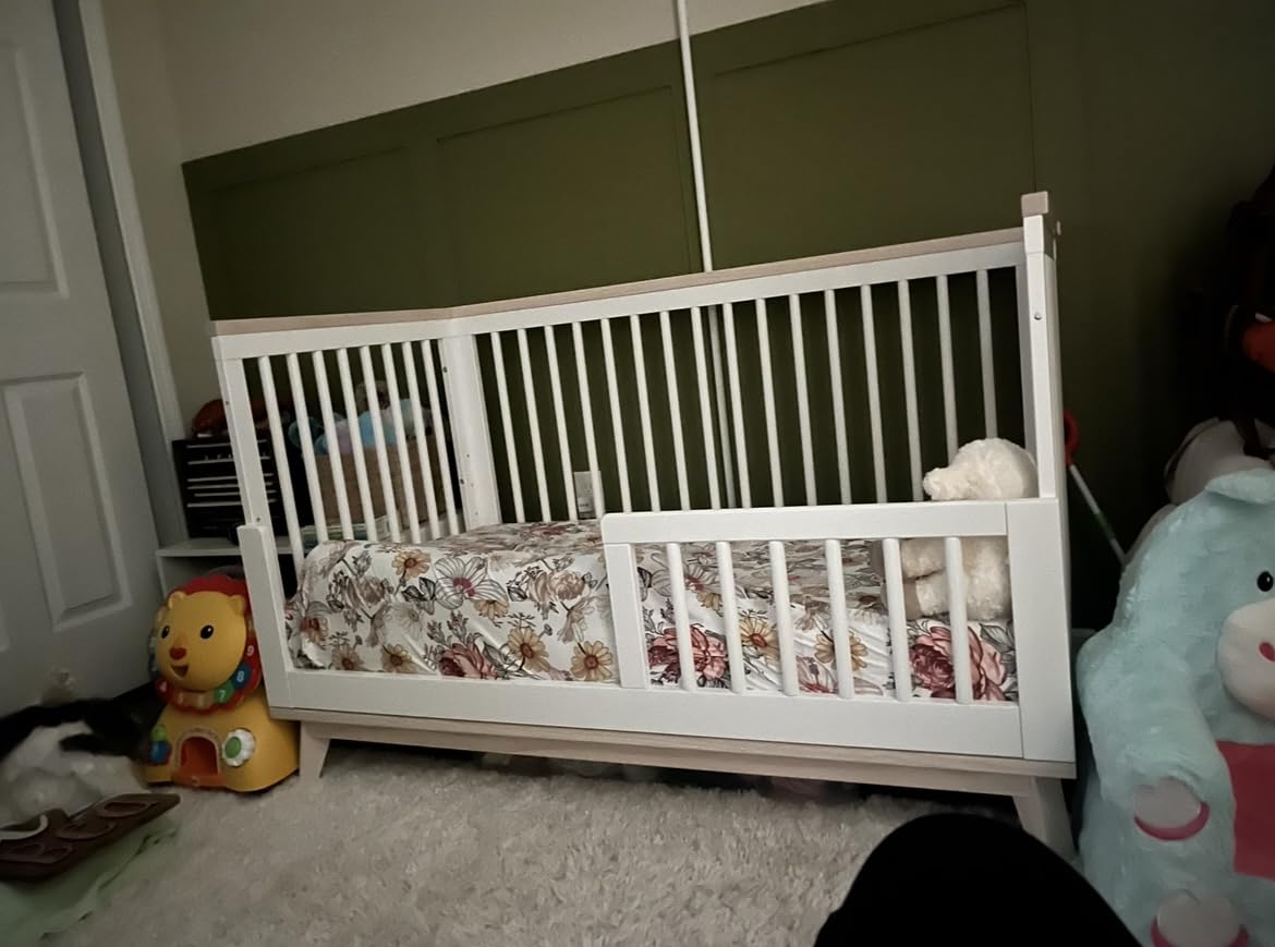 Babyletto Scoot 3-in-1 Baby Crib Convertible to Wooden Toddler Bed, Daybed - GREENGUARD Gold Certified - Easy Assembly, Made of 100% Solid Wood - Includes Toddler Conversion Kit - White/Washed Natural customer photo 2