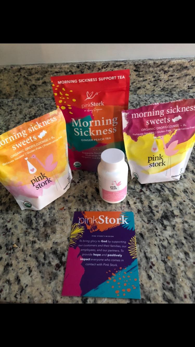 Pink Stork Morning Sickness Relief Kit - 3-Piece Bundle with Organic Ginger Peach Tea, B6 Sweets, Ginger Lozenges - Pregnancy Support, First Trimester Essentials, Gift for Pregnant Women customer photo 2