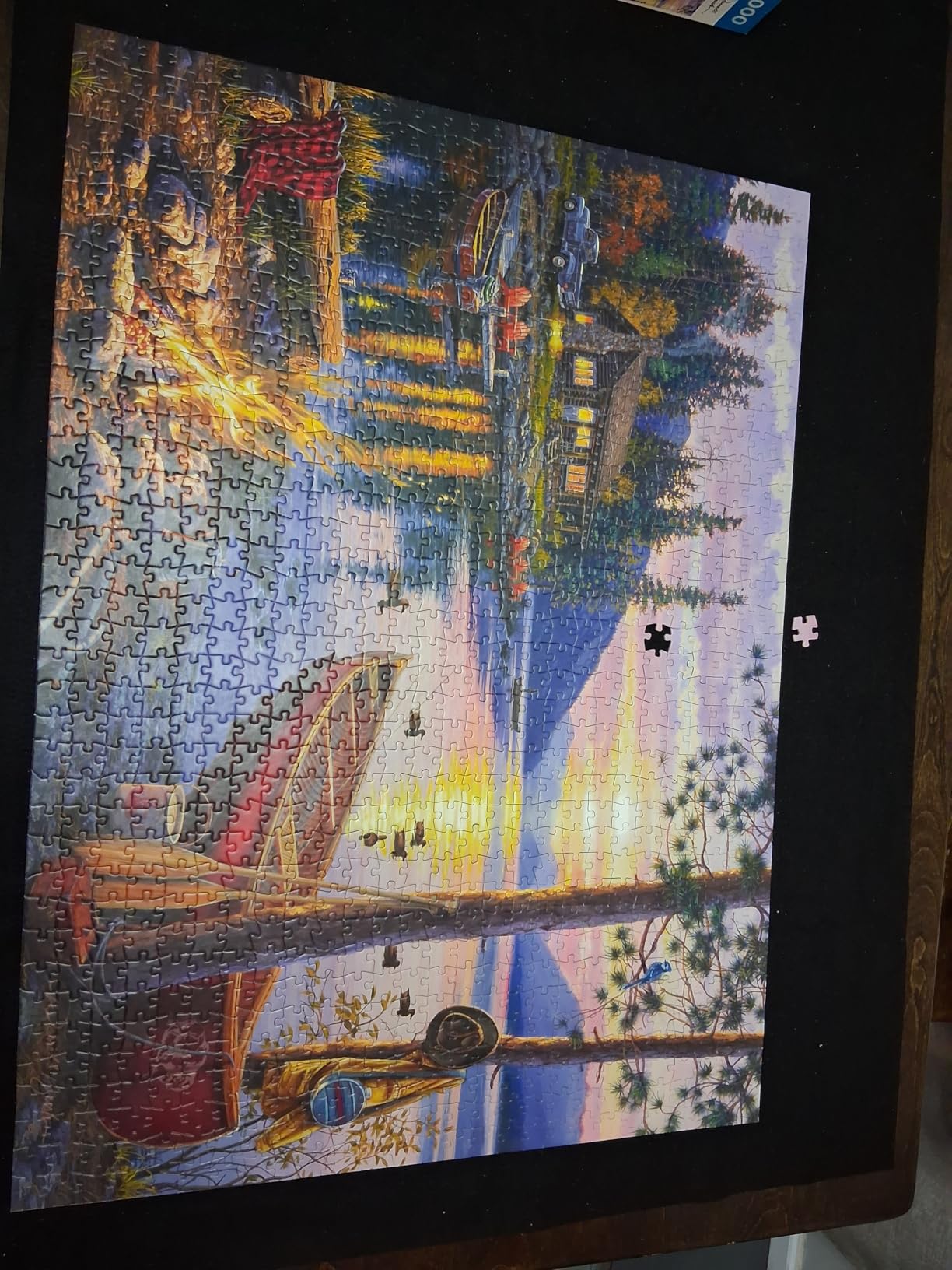 Buffalo Games - Canoe Lake 1000 Piece Puzzle for Adults - Jigsaw Puzzles - Darrell Bush Cabin Sunset Artwork with Poster - Challenging Outdoor Nature Scene customer photo 2