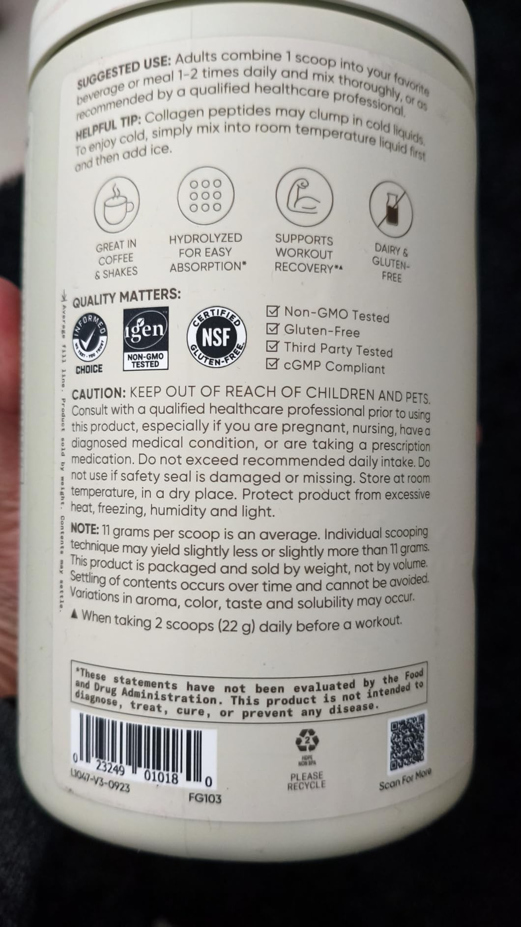 Sports Research Collagen Peptides - Hydrolyzed Type 1 & 3 Collagen Powder Protein Supplement for Healthy Skin, Nails, & Joints - Easy Mixing Vital Nutrients & Proteins, Collagen for Women & Men customer photo 1
