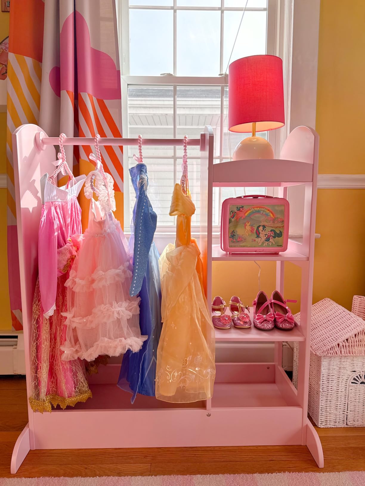 Guidecraft See and Store Dress-up Center - Pink: Pretend Play Costume Storage Wardrobe for Kids with Mirror & Shelves, Armoire with Bottom Tray, Toddlers Room Furniture customer photo 1