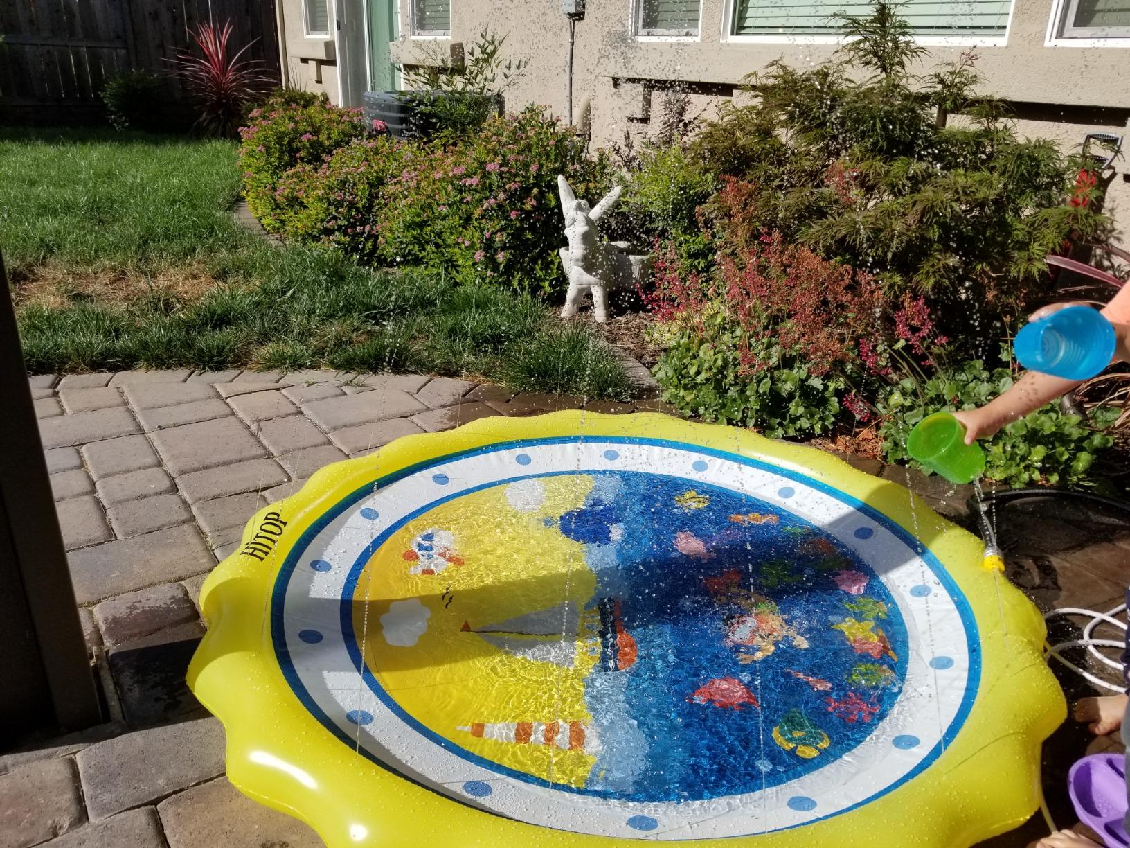 Hitop Kids Sprinklers for Outside, Splash Pad for Toddlers & Baby Pool 3-in-1 60