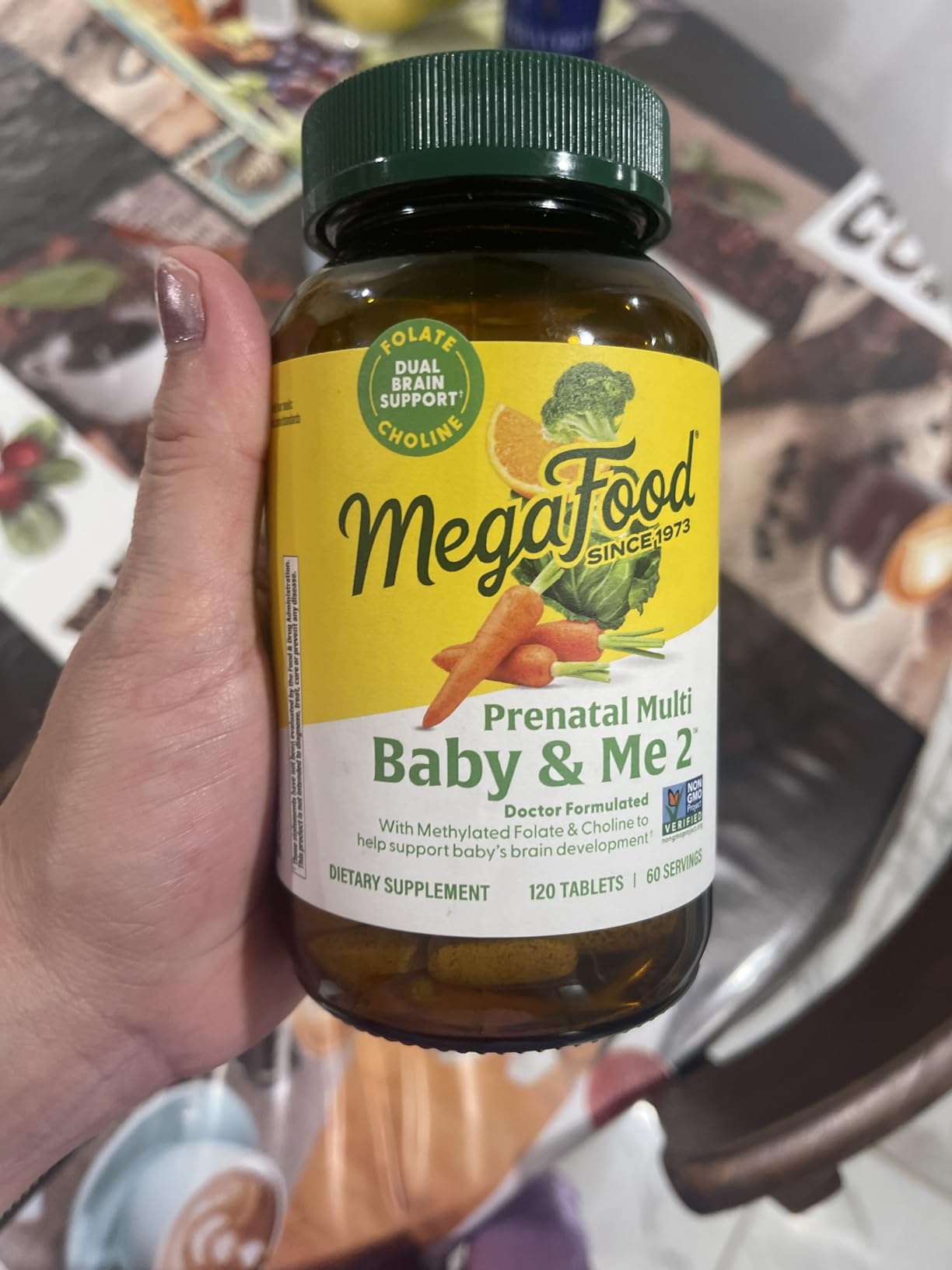 MegaFood Baby & Me 2 Prenatal Vitamin and Minerals - Vitamins for Women - with Folate (Folic Acid Natural Form), Choline, Iron, Iodine, and Vitamin C, Vitamin D and more - 60 Tabs (30 Servings) customer photo 2