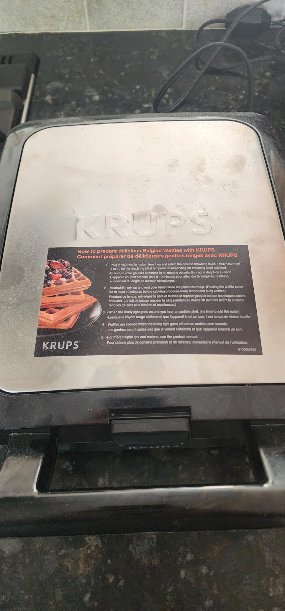 KRUPS 4-Slice Belgian Waffle Maker: Stainless Steel, 5 Browning Levels, Audible Ready Beep, Removable Plates, 1200W, Silver/Black, Large Waffle Maker Family Size, Great for Family Breakfasts customer photo 1