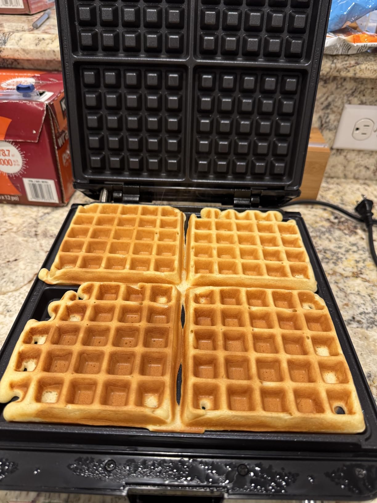 KRUPS 4-Slice Belgian Waffle Maker: Stainless Steel, 5 Browning Levels, Audible Ready Beep, Removable Plates, 1200W, Silver/Black, Large Waffle Maker Family Size, Great for Family Breakfasts customer photo 2